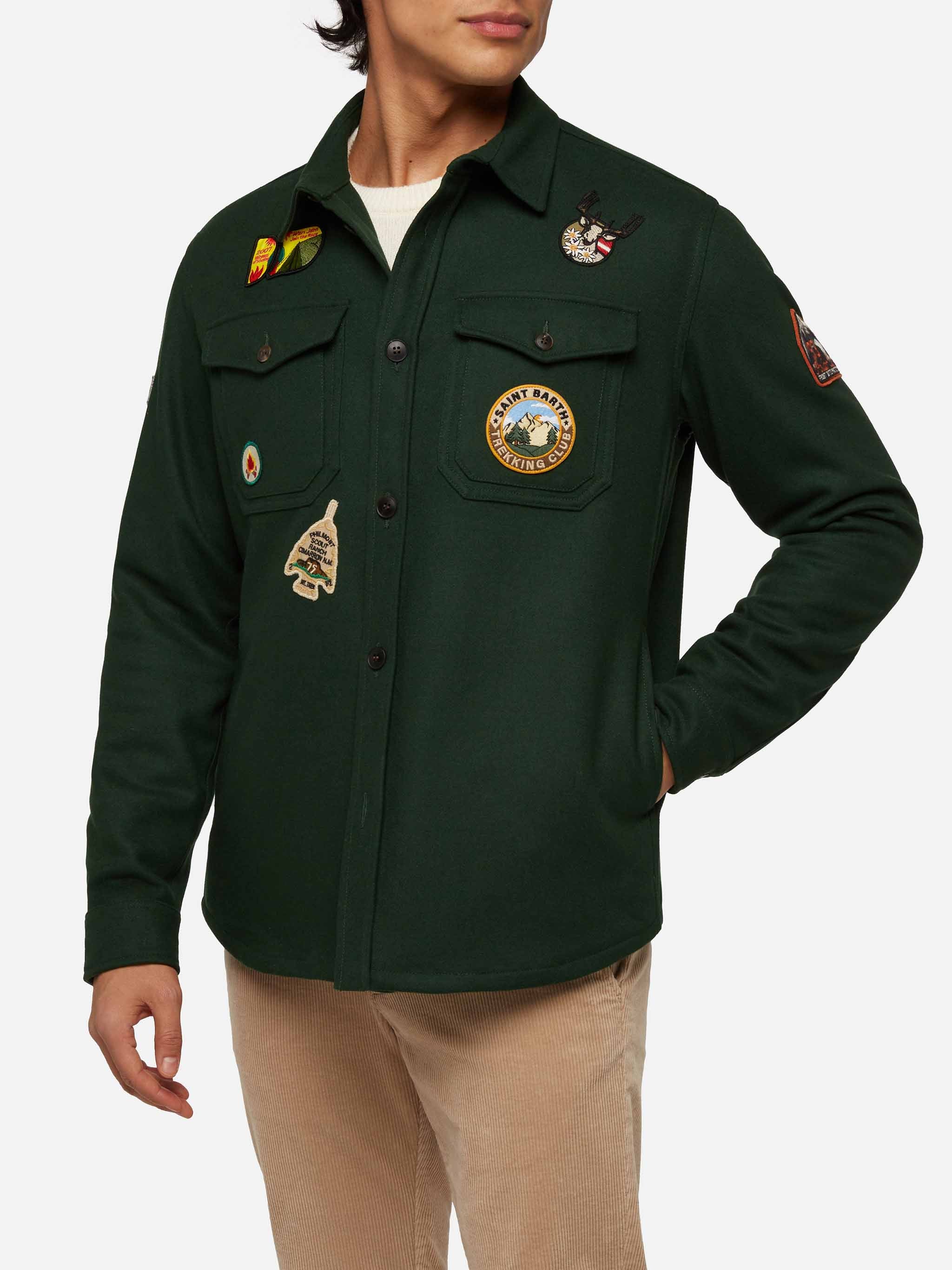 mc2-saint-barth-camicia-burton-verde-in-lana-con-tasche-e-toppe-da-uomo image 1