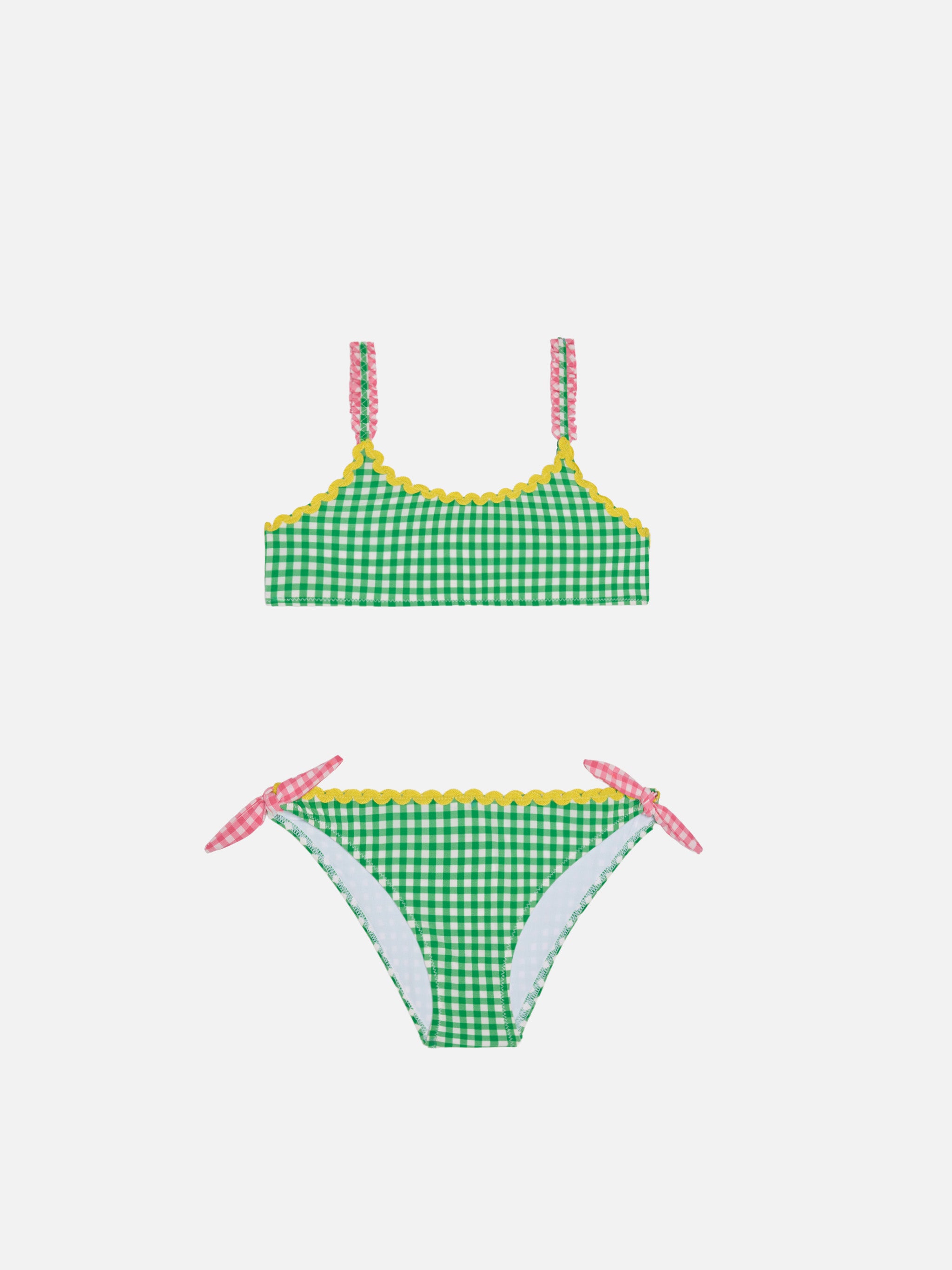 mc2-saint-barth-bikini-top-da-bambina-con-stampa-vichy-verde image 1