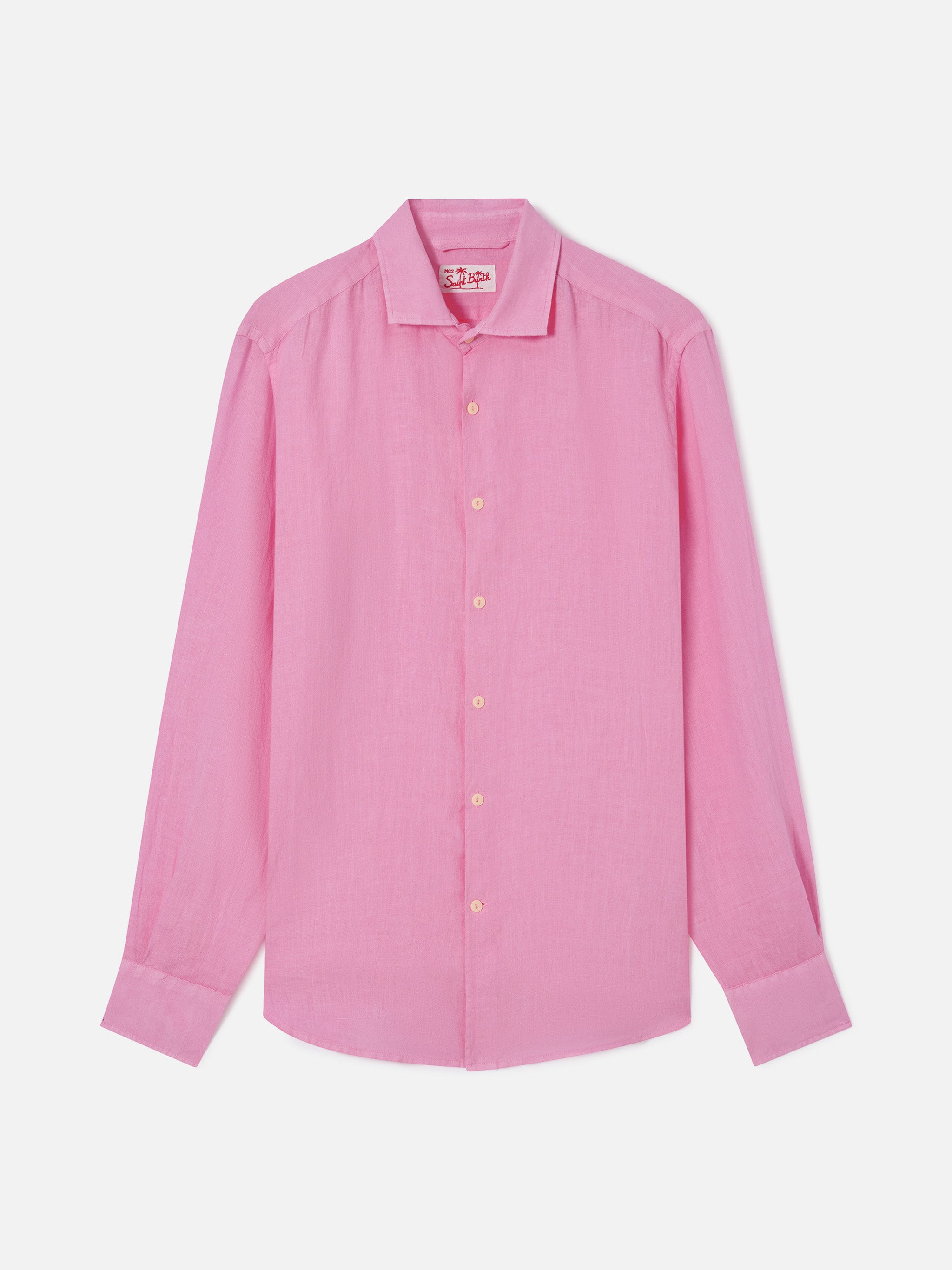 mc2-saint-barth-camicia-pamplona-in-puro-lino-rosa-da-uomo image 4