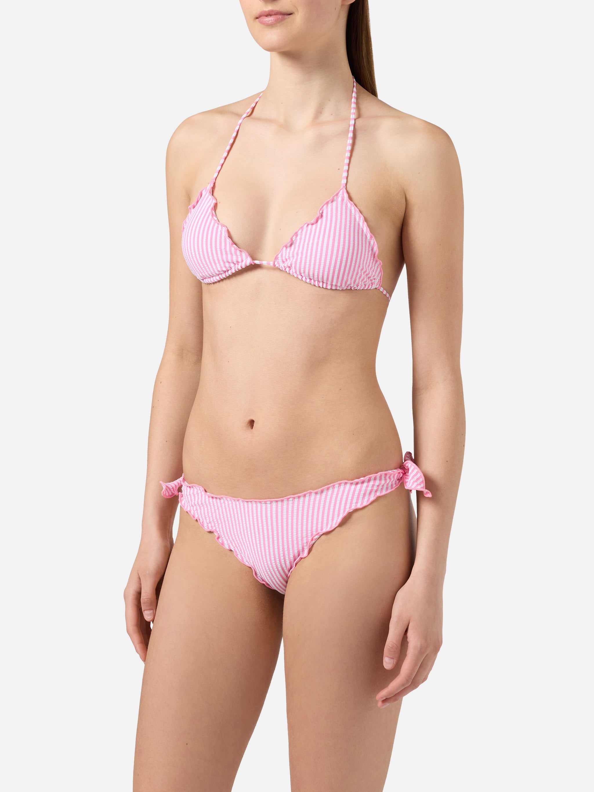 mc2-saint-barth-sarius-bikini-triangolo-in-seersucker-a-righe-bianche-e-rosa image 2