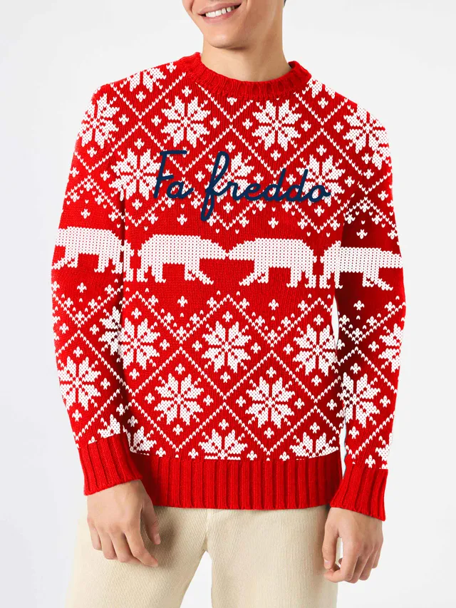 mc2-saint-barth-bombardino-maglia-uomo-rossa-fa-freddo-motivo-norvegese image 1