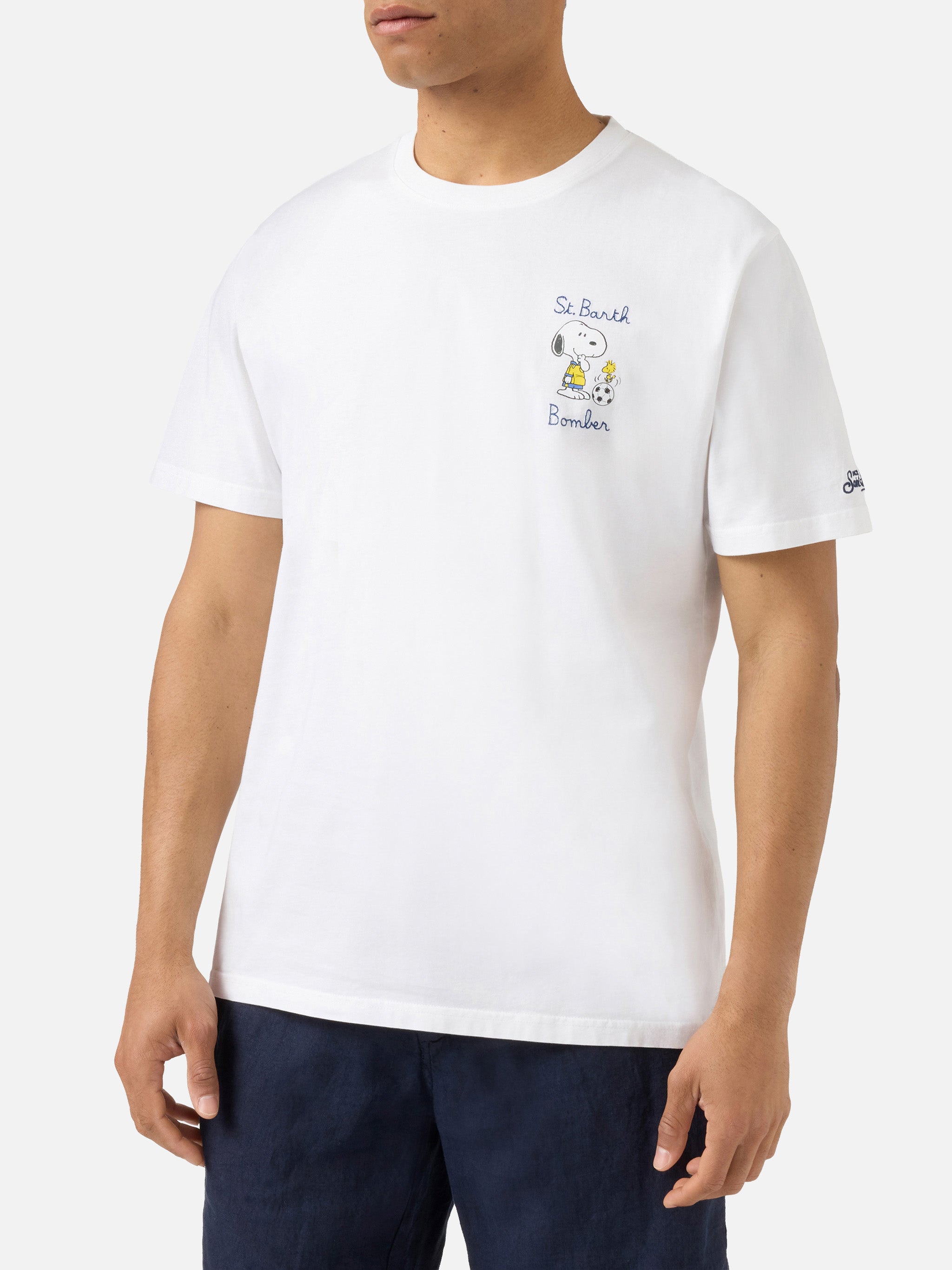 mc2-saint-barth-t-shirt-portofino-uomo-bianca-cotone-st-barth-bomber-peanuts-spe image 4