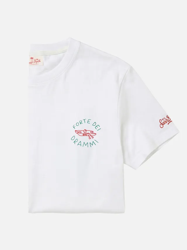 mc2-saint-barth-portofino-t-shirt-uomo-bianca-ricamo-forte-dei-drammi-special-ed image 1