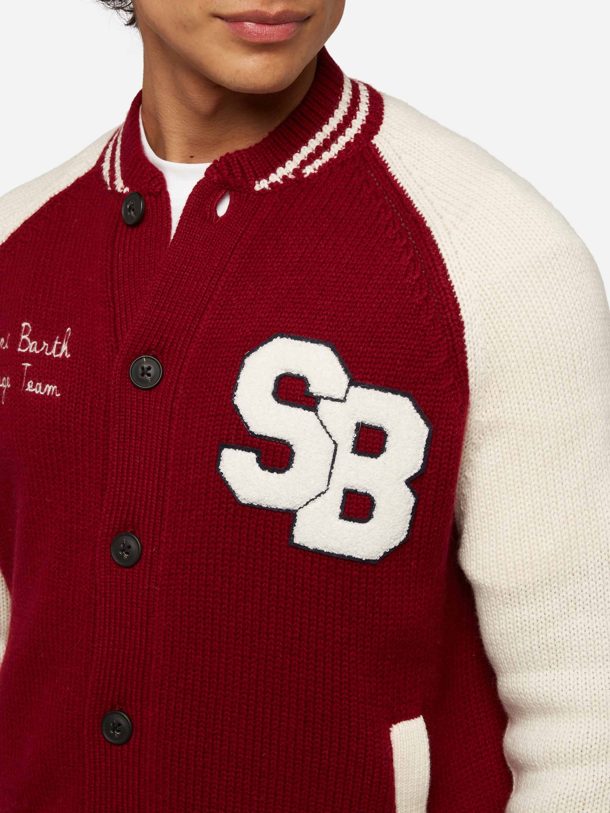 mc2-saint-barth-benjamin-bomber-college-uomo-bordeaux-grigio image 2