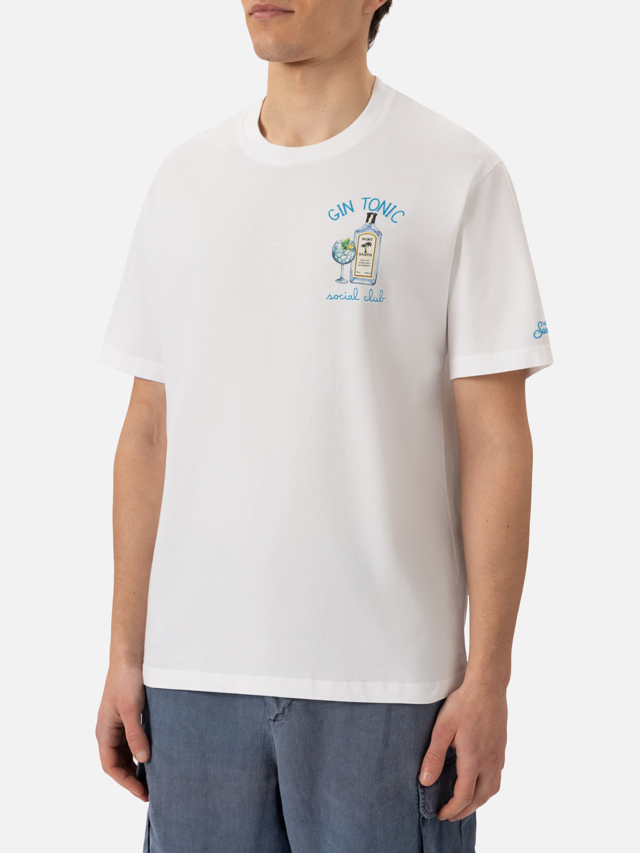 mc2-saint-barth-t-shirt-man-bianca-con-ricamo-gin-tonic-social-club image 2
