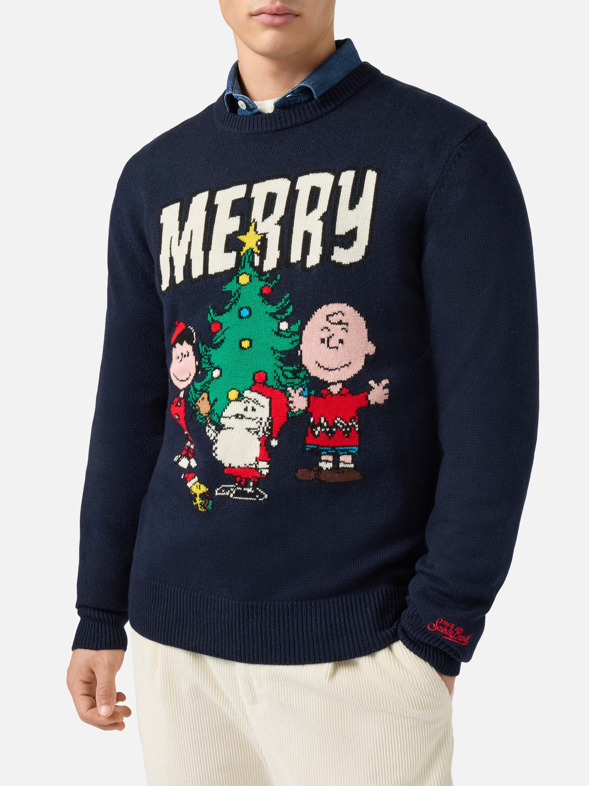 mc2-saint-barth-heron-girocollo-uomo-blu-peanuts-special-edition-natalizio image 1