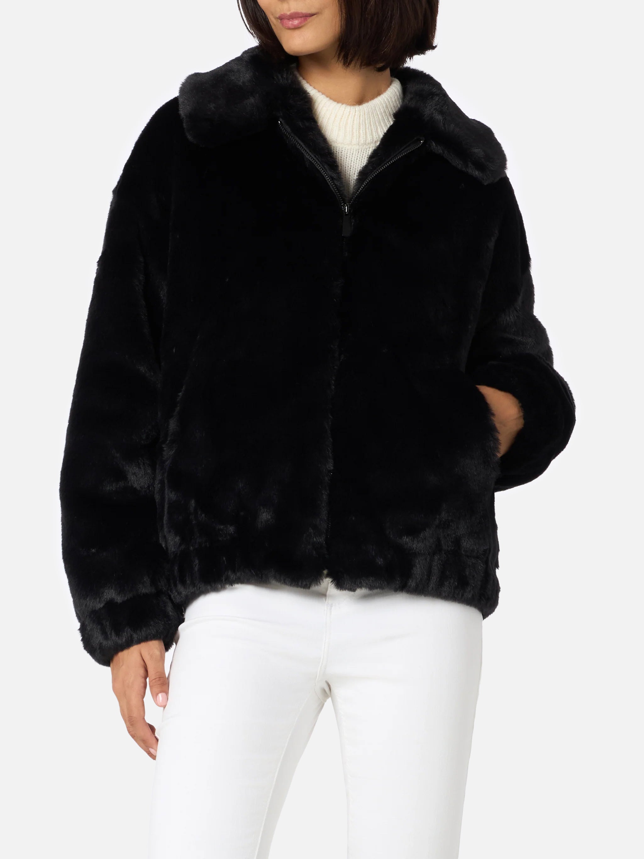 mc2-saint-barth-aveline-bomber-donna-effetto-pelliccia-nero-stampa-saint-barth image 2