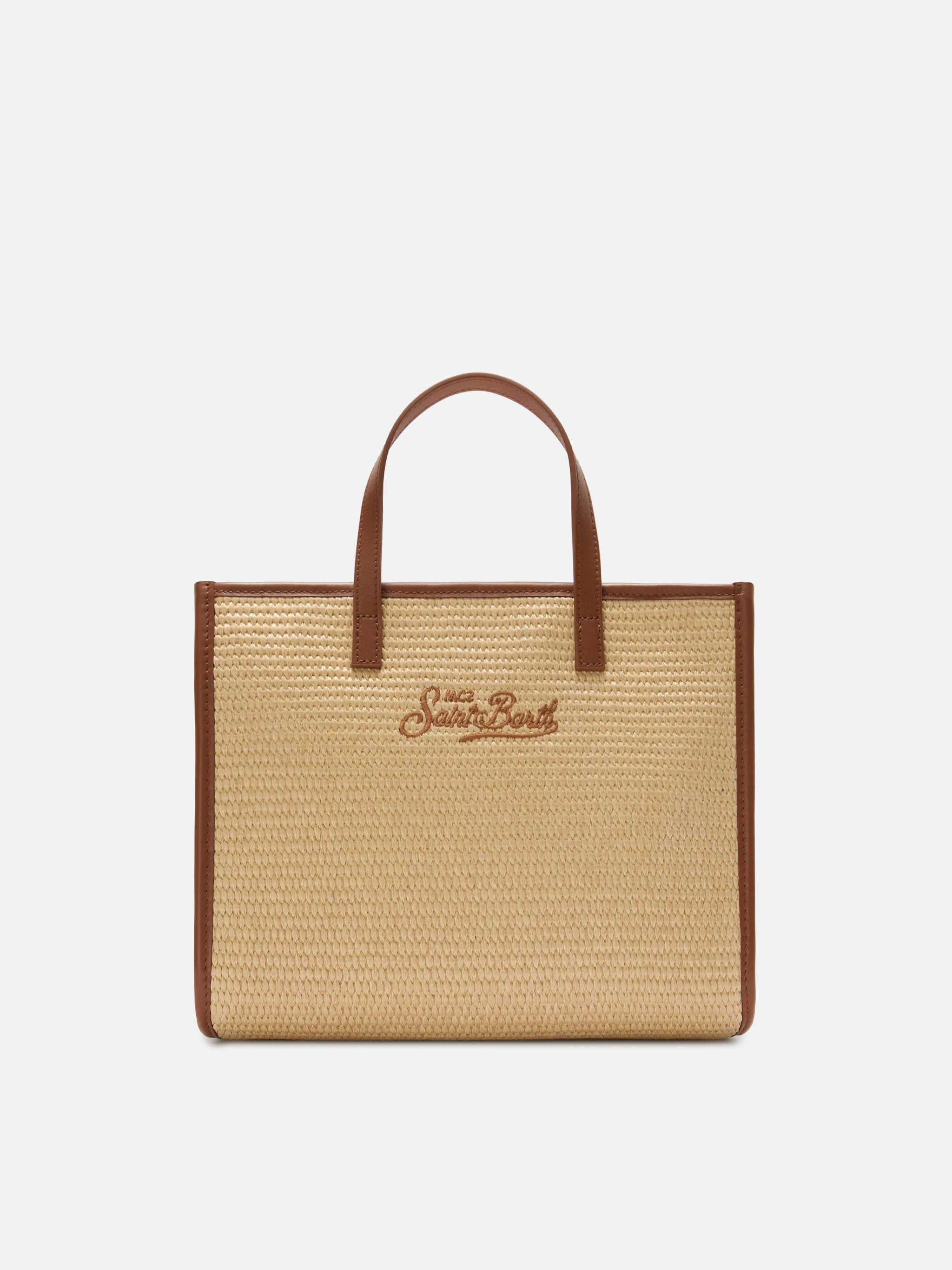 mc2-saint-barth-vivian-medium-borsa-effetto-paglia-con-logo-ricamato-marrone image 4