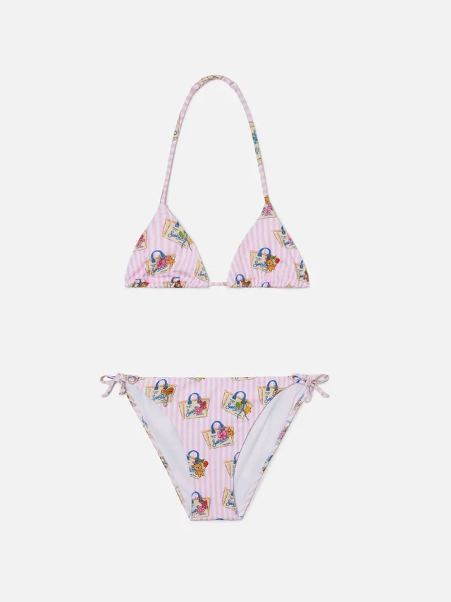 mc2-saint-barth-holly-bikini-bambina-righe-rosa-stampa-funny image 1