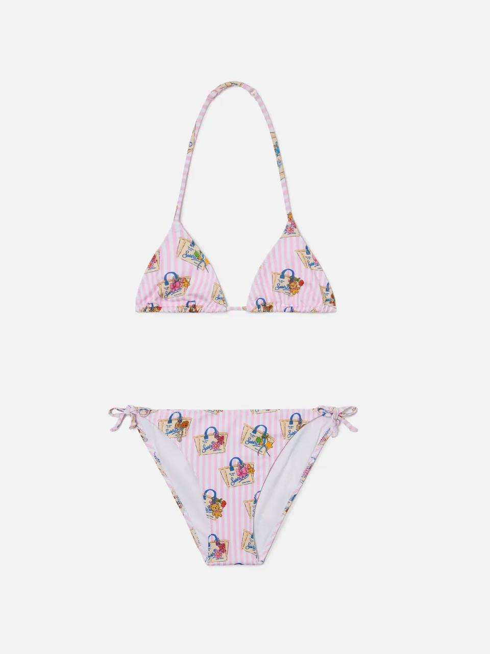 mc2-saint-barth-holly-bikini-bambina-righe-rosa-stampa-funny image 1