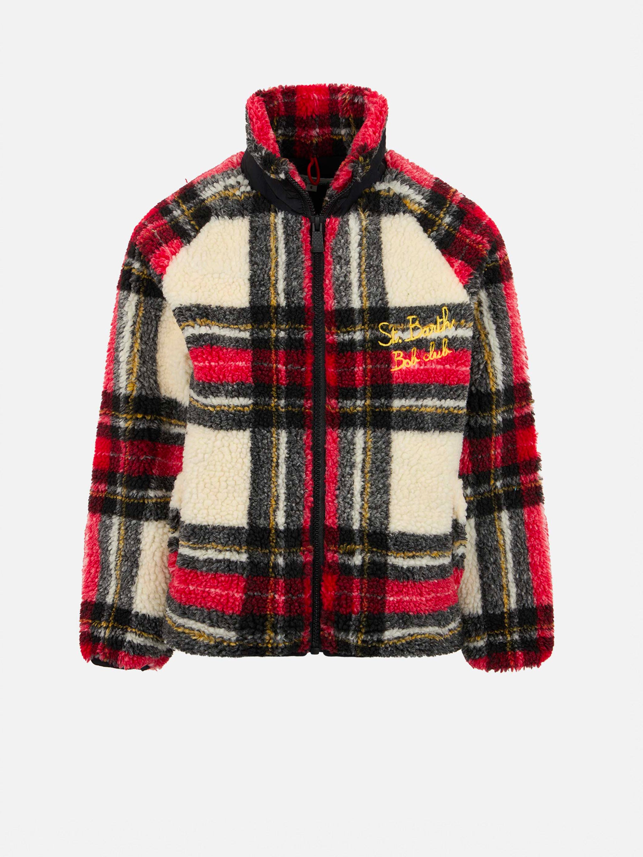 mc2-saint-barth-giubbotto-sherpa-da-bambina-con-stampa-tartan image 1