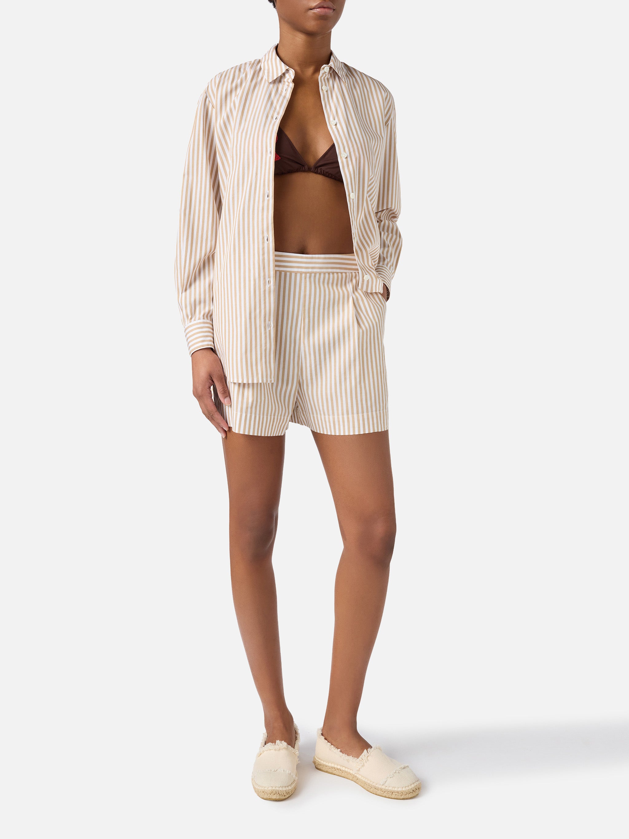 mc2-saint-barth-amani-short-in-cotone-a-righe-beige-donna image 3