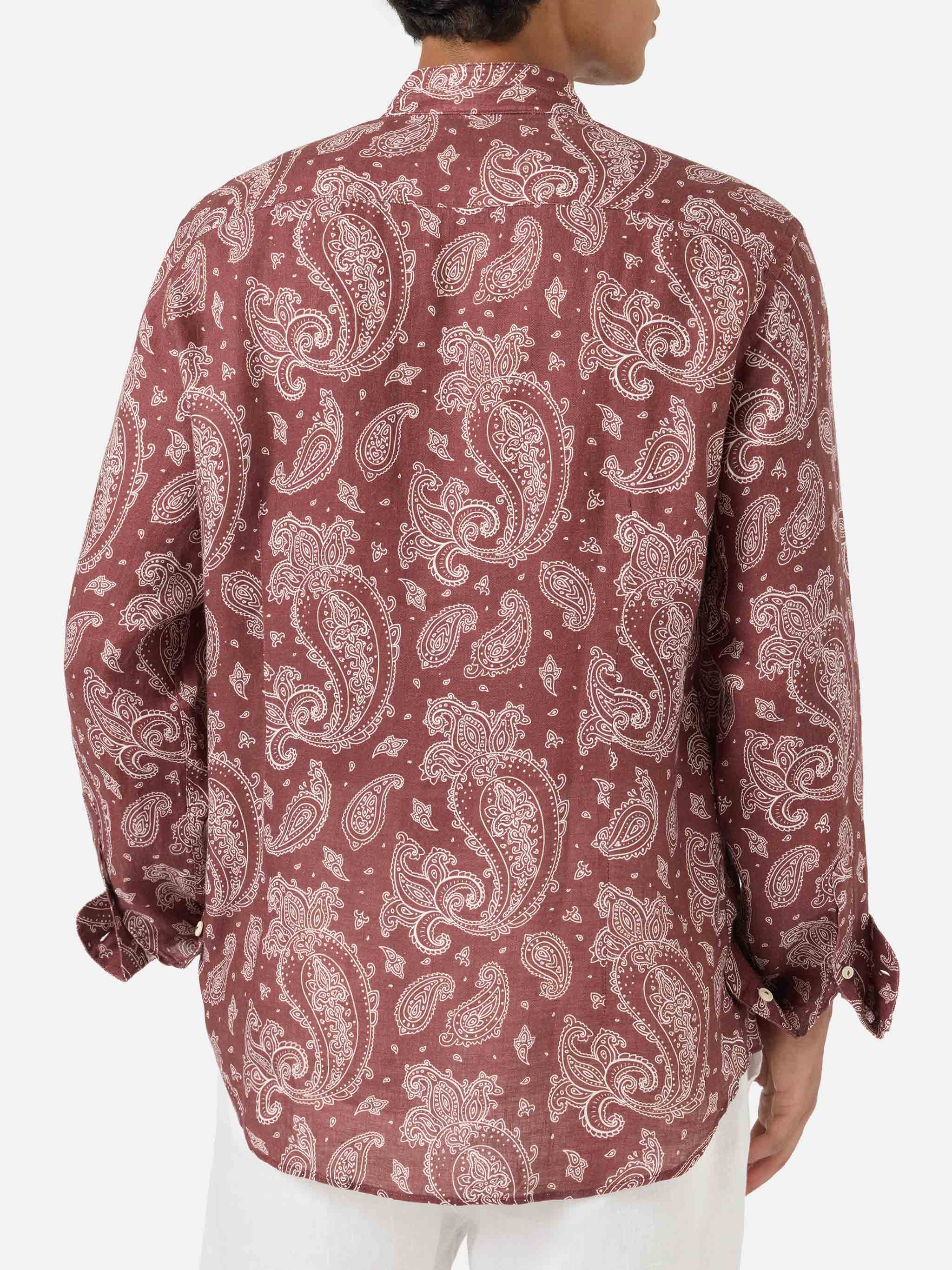 camicia-mc2-saint-barth-klarke-in-lino-con-stampa-paisley-marrone image 3