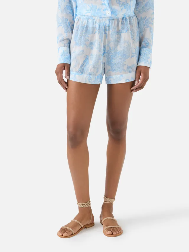 mc2-saint-barth-meave-shorts-donna-ramie-stampa-toile-de-jouy-azzurra image 1