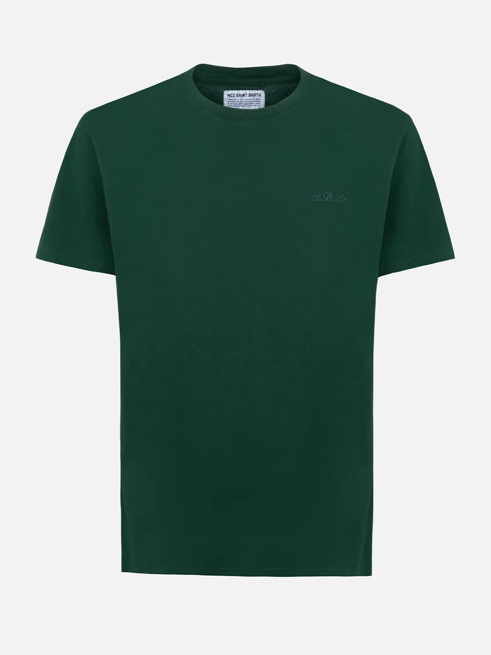 t-shirt-mc2-saint-barth-arnott-da-uomo-in-cotone-pesante-verde-british-tinta-uni image 1