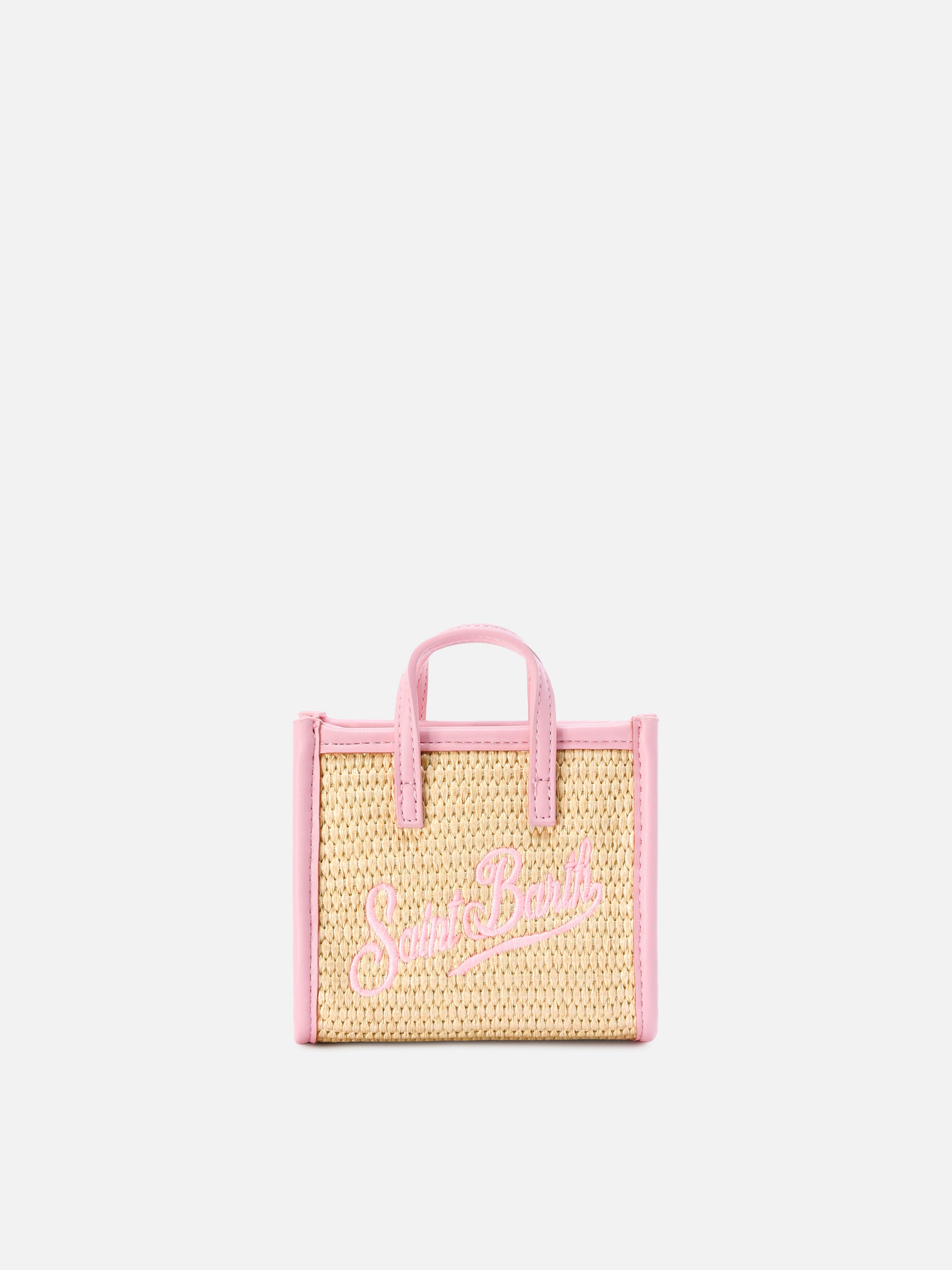 mc2-saint-barth-borsa-vivian-micro-in-tessuto-effetto-raffia-rosa-con-logo-ricam image 1