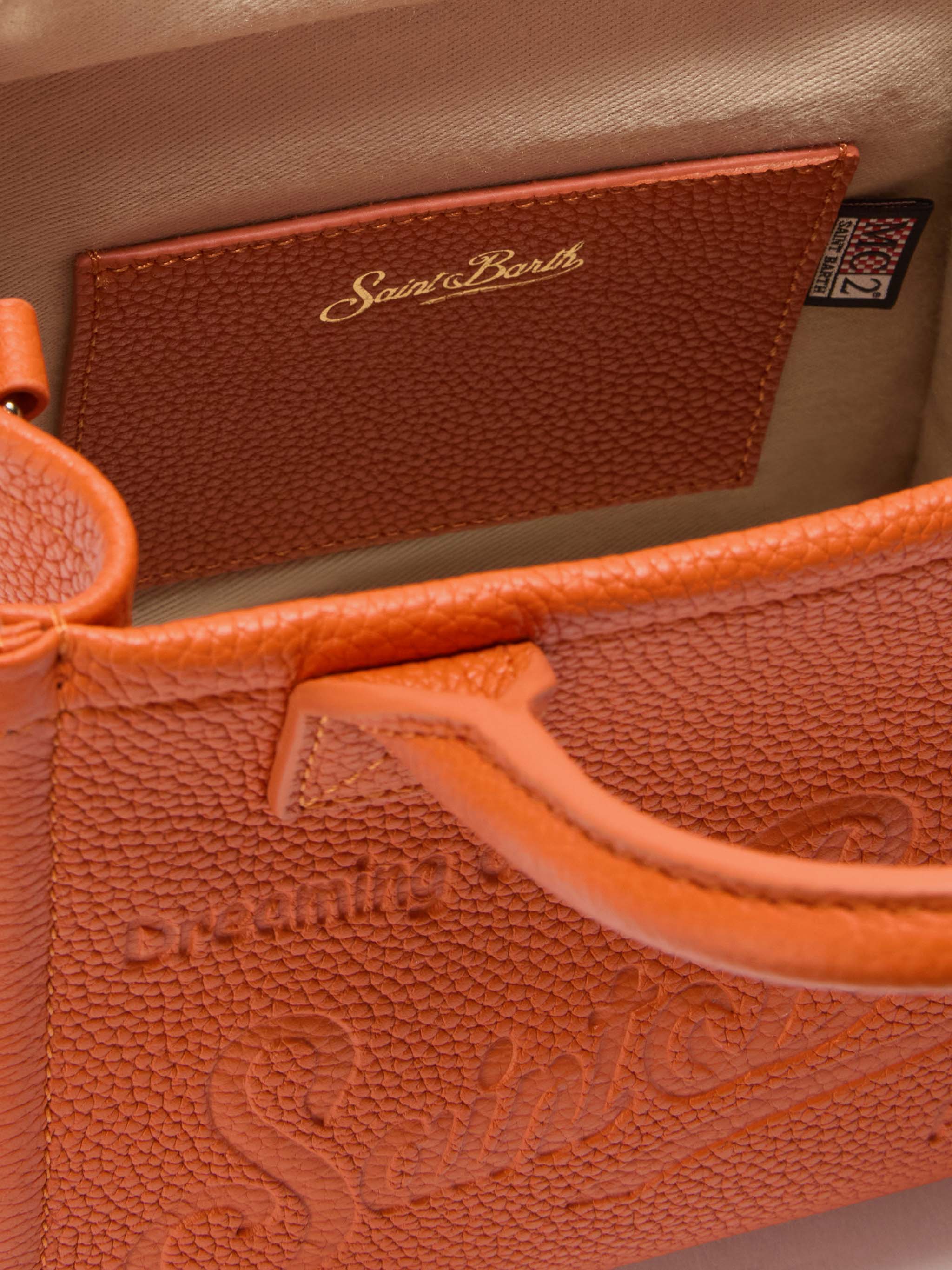 mc2-saint-barth-vanity-bag-mini-borsa-a-spalla-pelle-martellata-arancio image 5