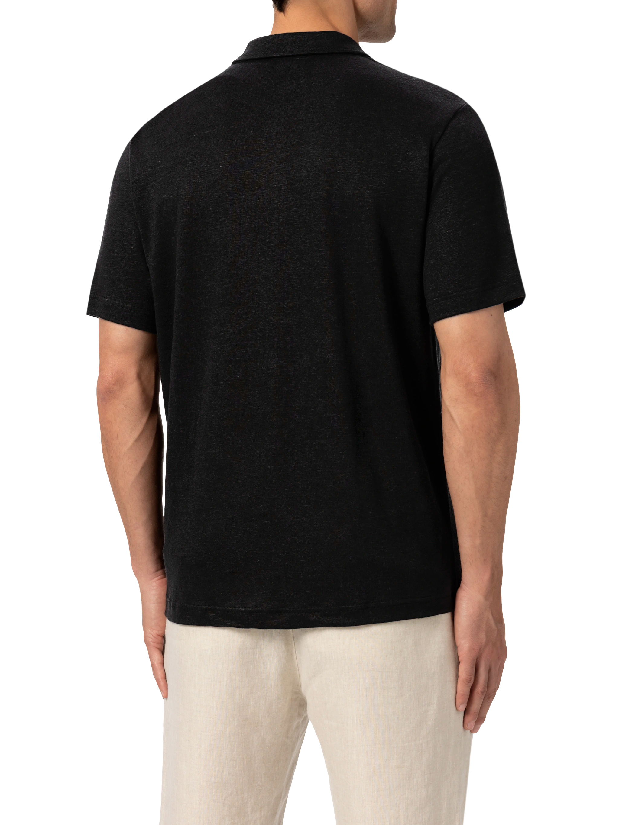 mc2-saint-barth-fraser-polo-uomo-in-lino-nero-senza-bottoni image 3
