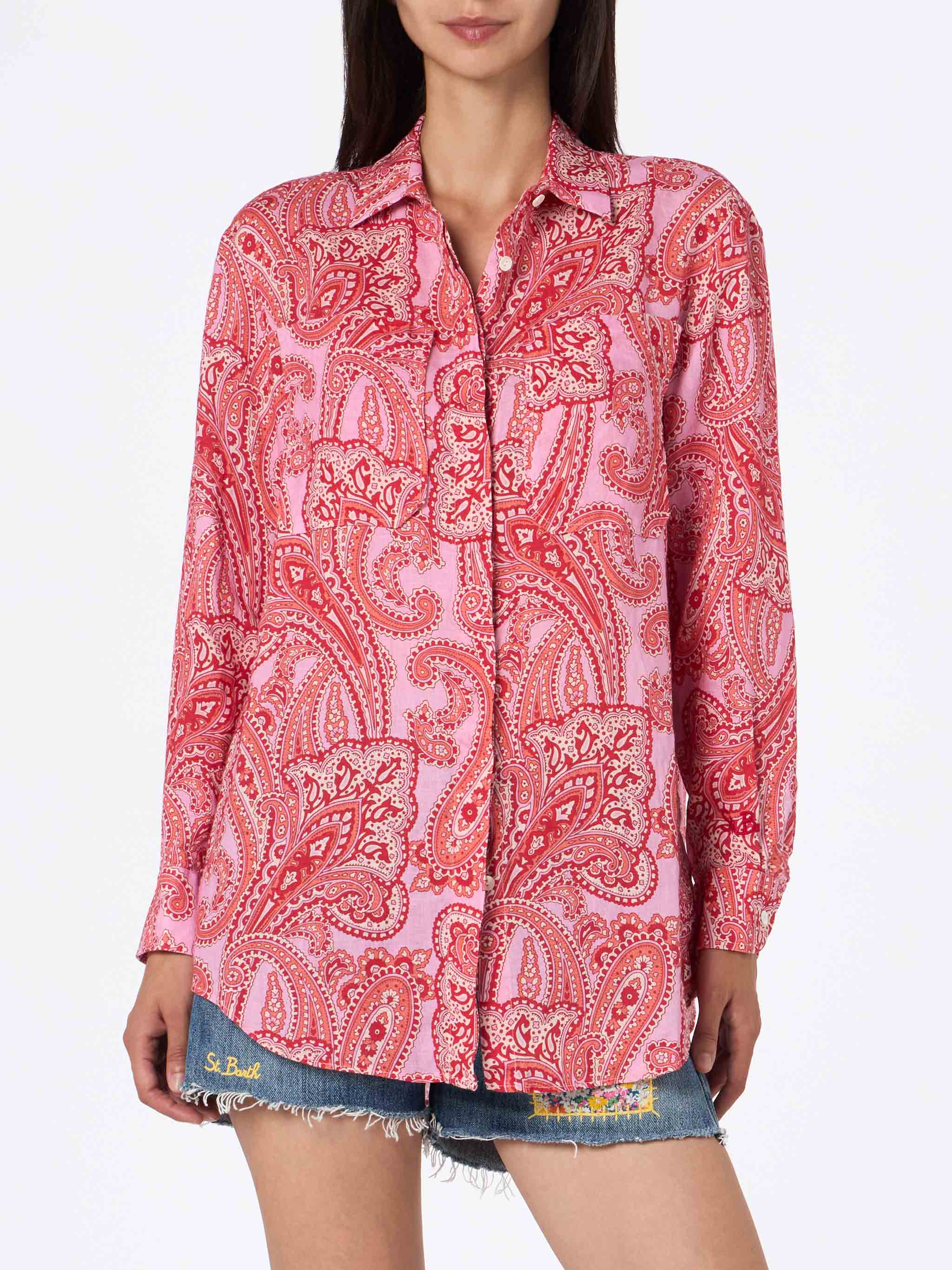 mc2-saint-barth-camicia-alodie-in-lino-con-stampa-paisley-rosa image 1