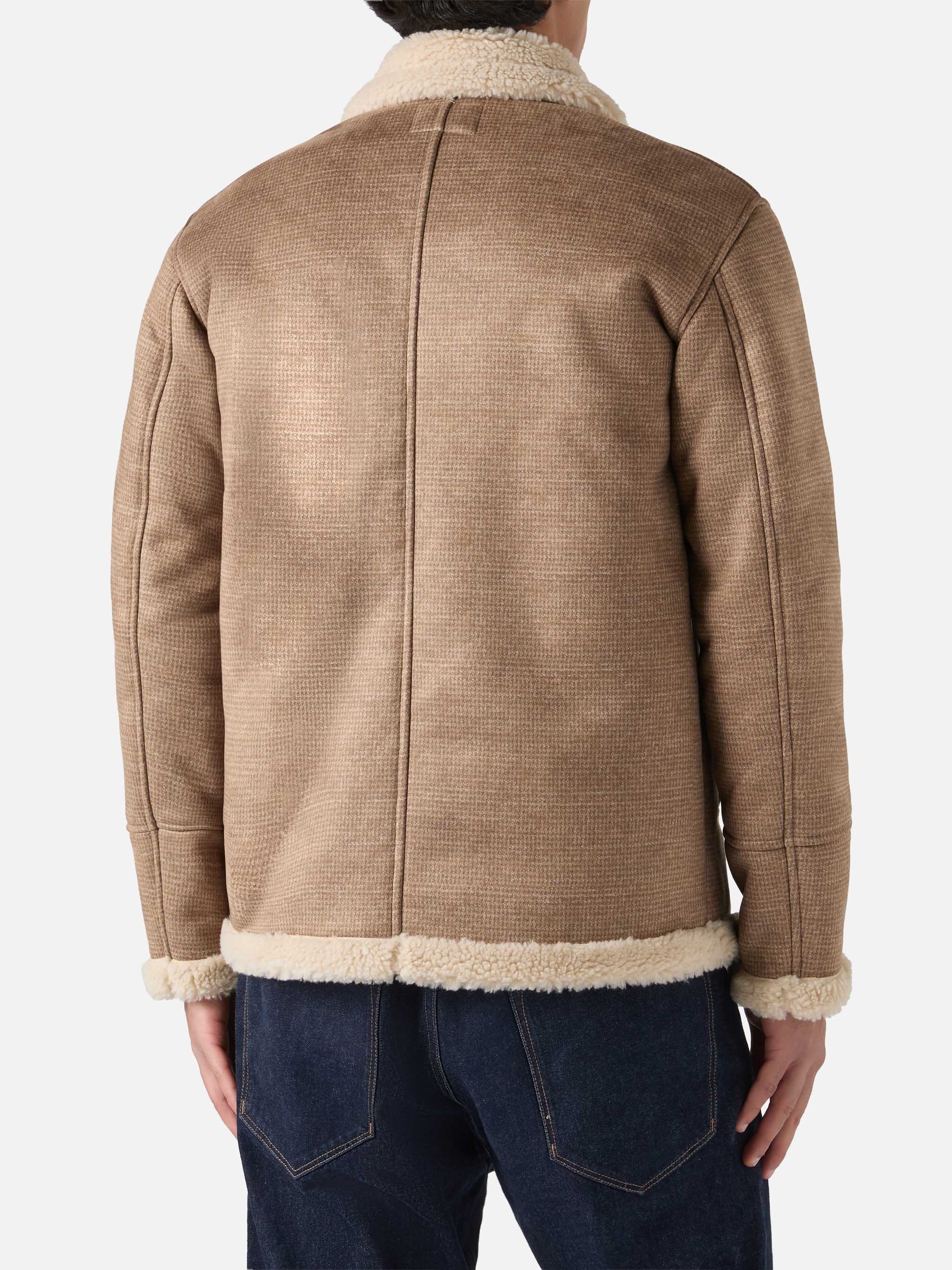 mc2-saint-barth-kells-giacca-bambina-pied-de-poule-marrone-con-eco-shearling image 3