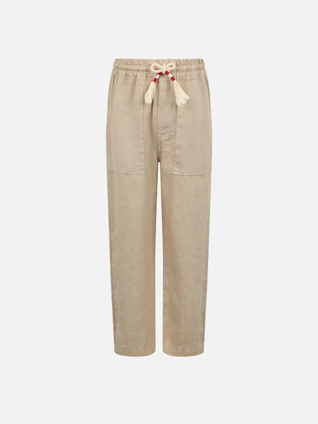 mc2-saint-barth-pantaloni-calais-jr-da-bambino-in-lino-100-beige-con-coulisse image 1