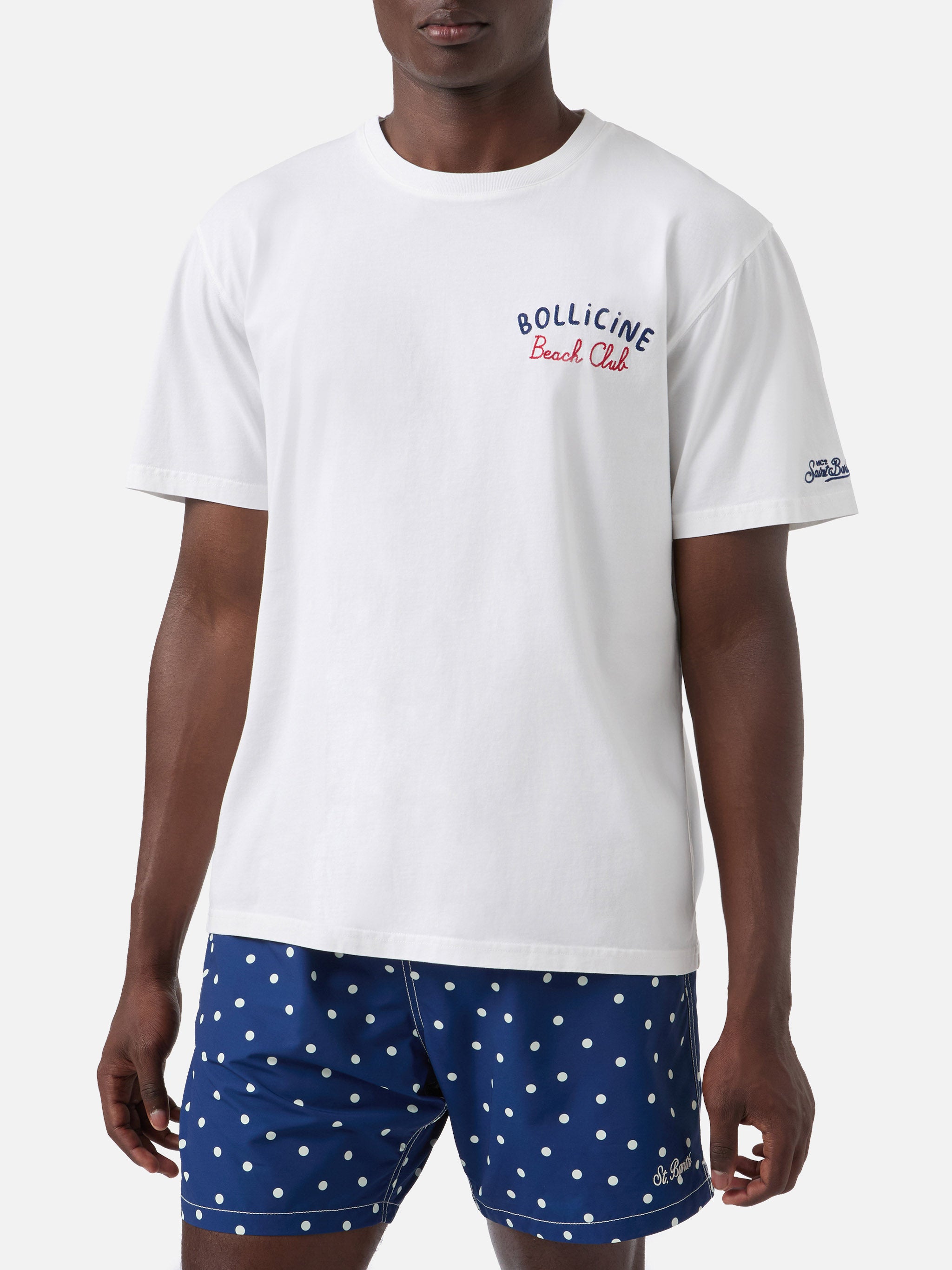 mc2-saint-barth-t-shirt-portland-bianca-con-ricamo-bollicine-beach-club image 2