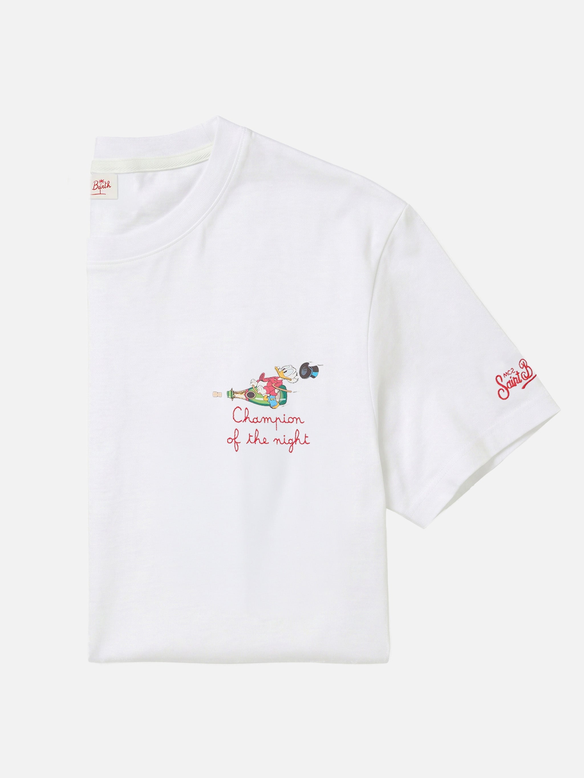 t-shirt-mc2-saint-barth-portofino-bianca-con-ricamo-champion-of-the-night-disney image 1