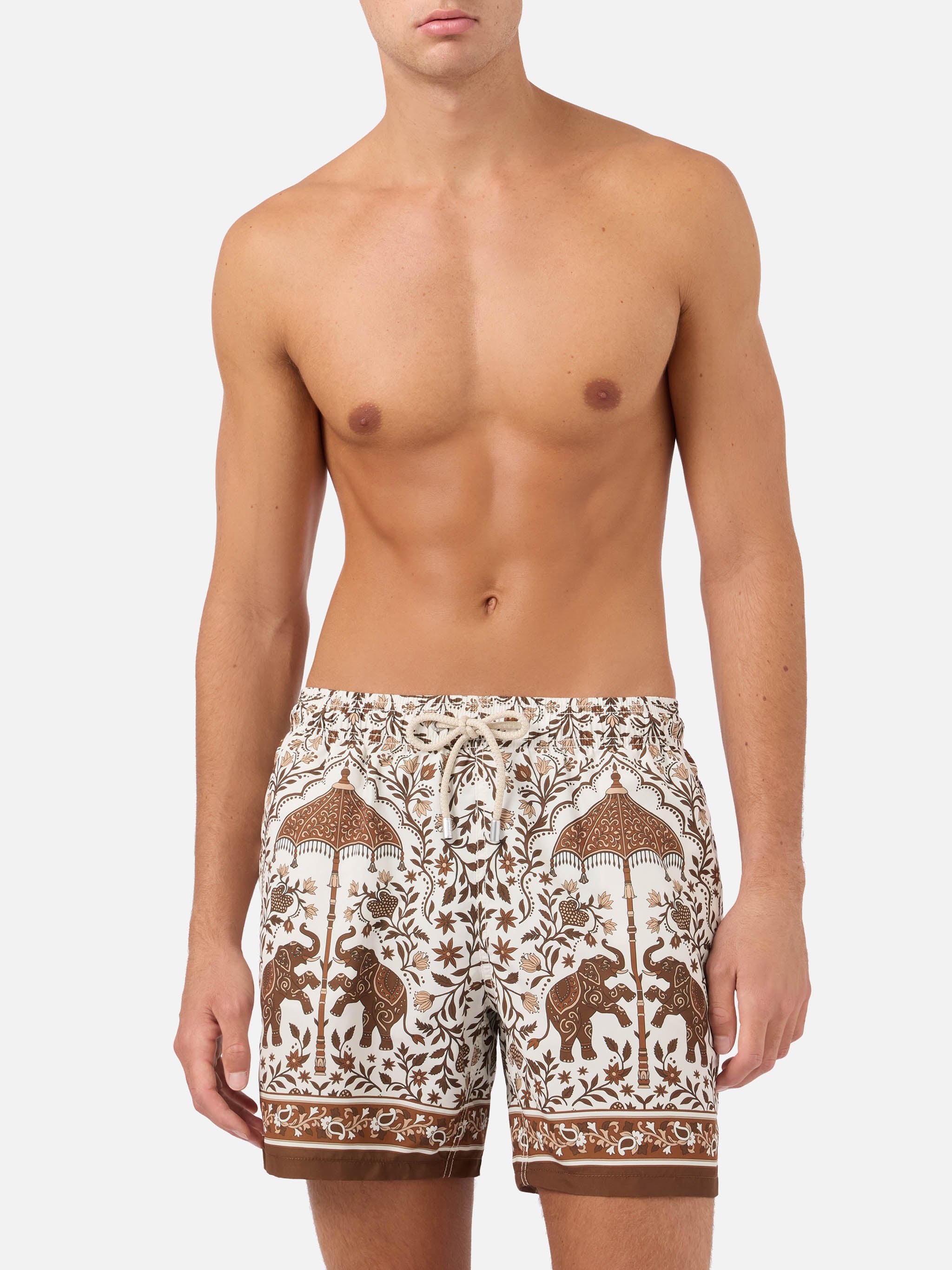 mc2-saint-barth-gustavia-costume-mare-uomo-stampa-ornamentale-marrone image 3