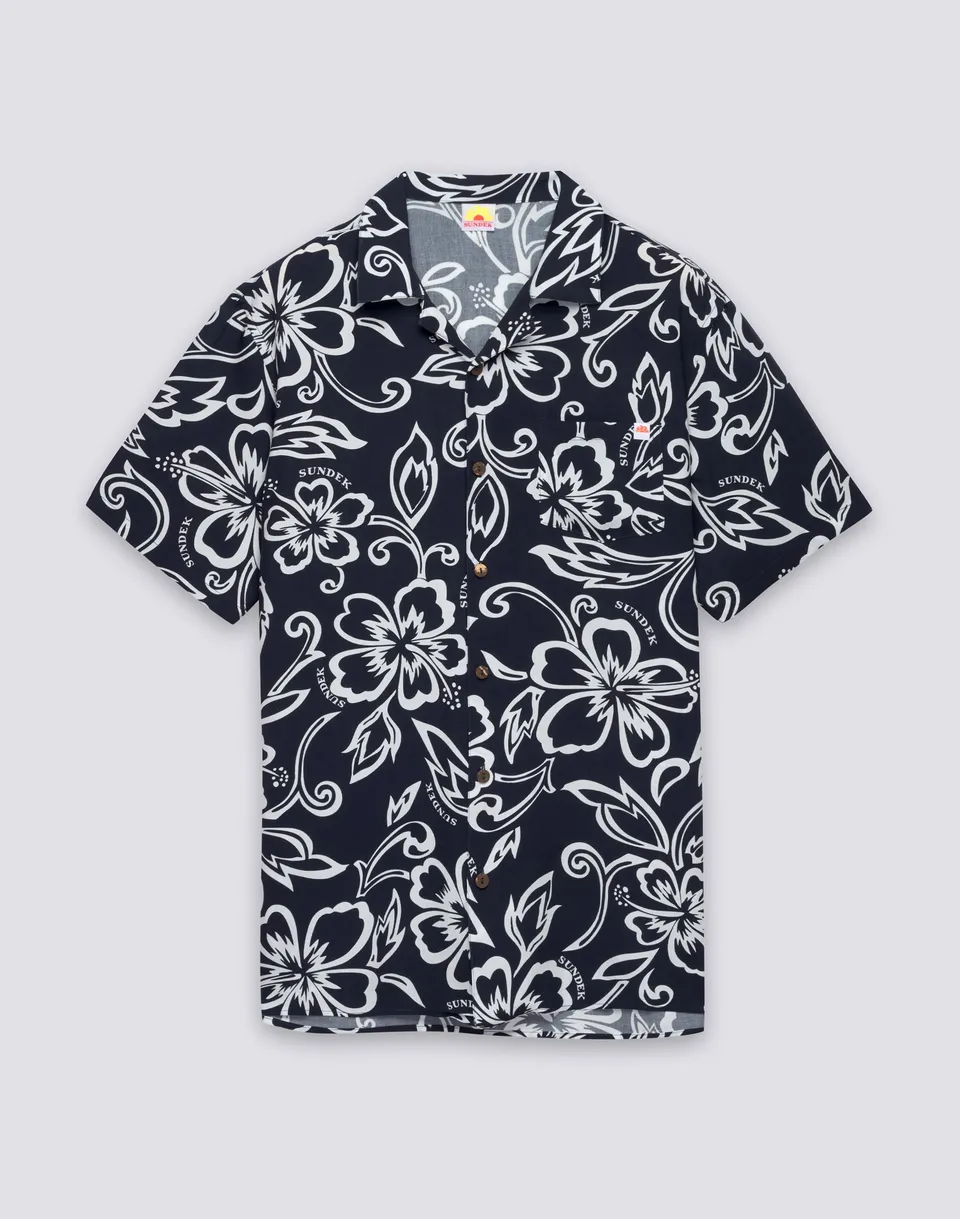 sundek-camicia-uomo-stampata-bowling-in-viscosa-popeline-maniche-corte image 1