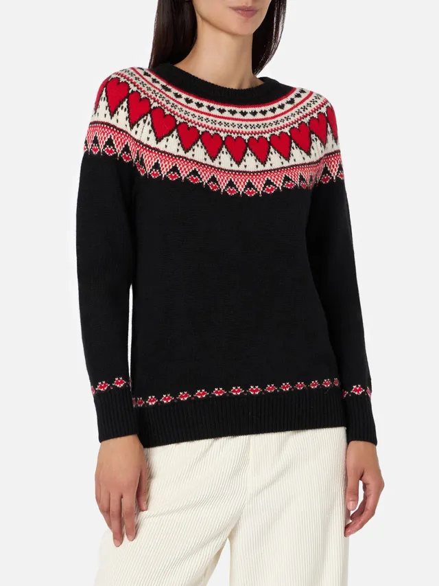 maglione-mc2-saint-barth-new-queen-nordic-girocollo-in-misto-lana-nero-con-jacqu image 1