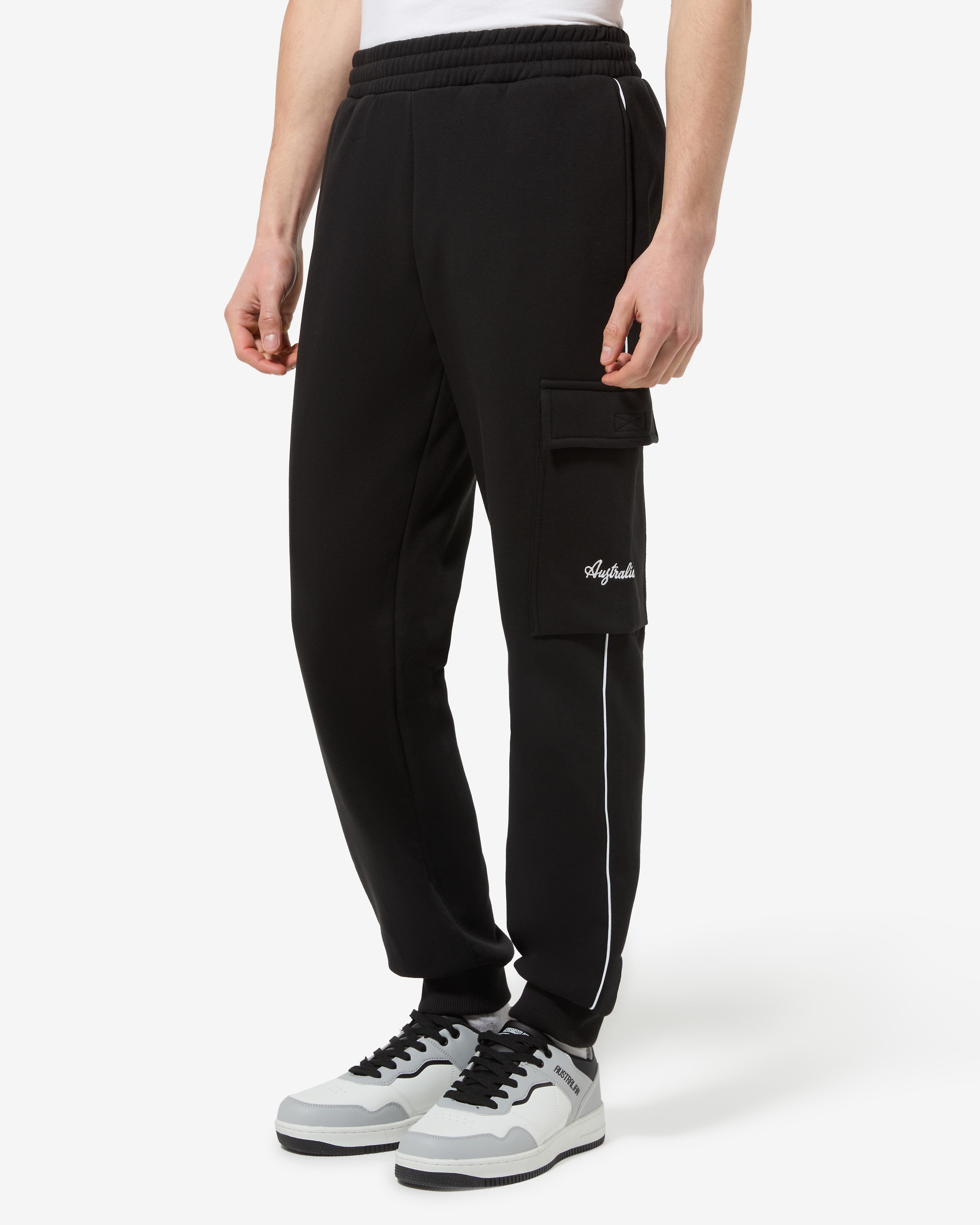 australian-pocket-track-pant-pantalone-felpa-invernale-nero-con-tasca-gamba image 1