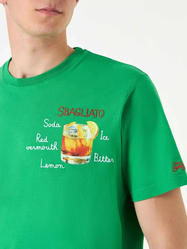 mc2-saint-barth-sbagliato-t-shirt-uomo-cotone-verde-ricamo-bicchiere image 1