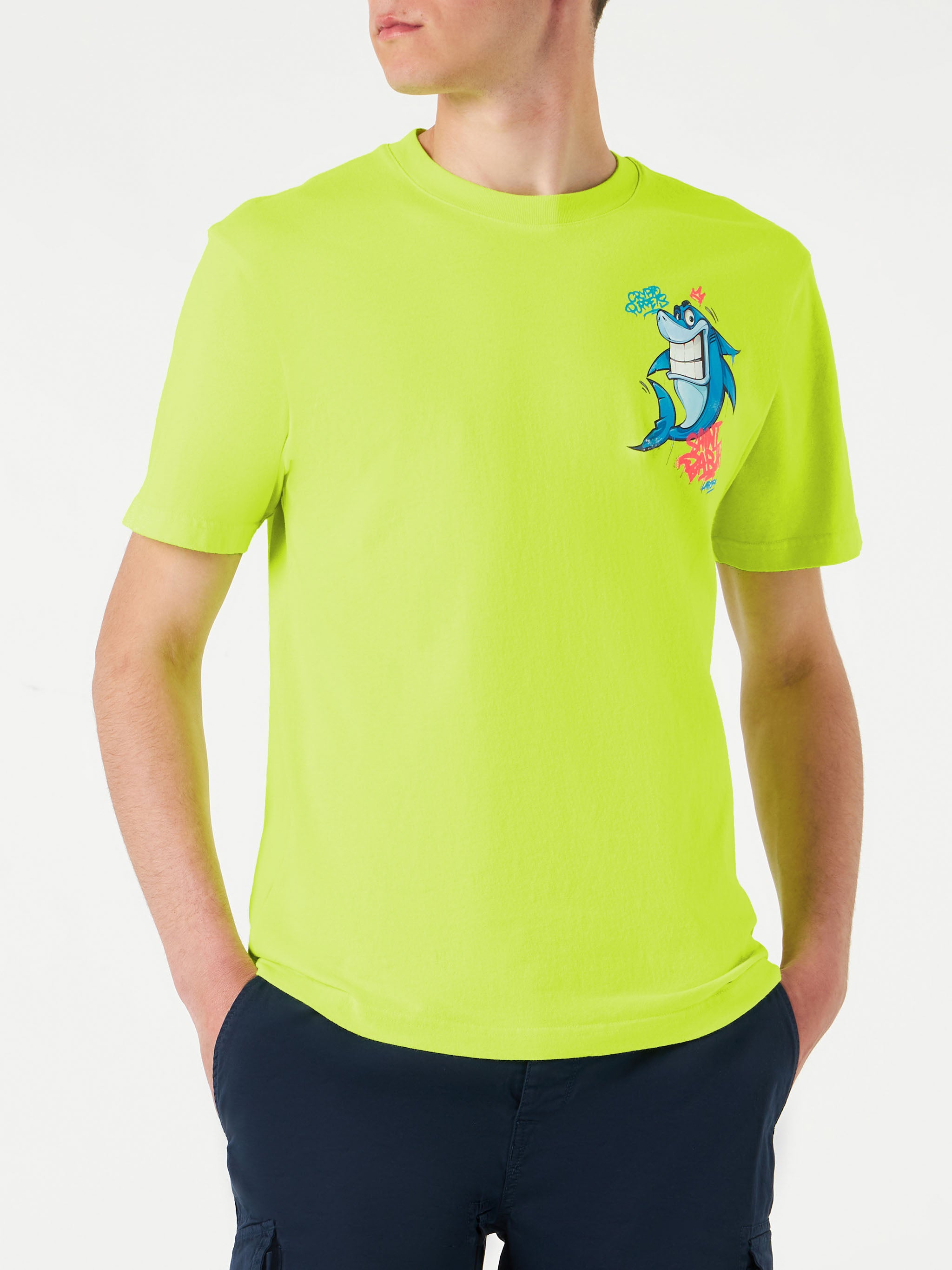 mc2-saint-barth-t-shirt-portofino-uomo-cotone-giallo-fluo-crypto-shark-special-e image 4