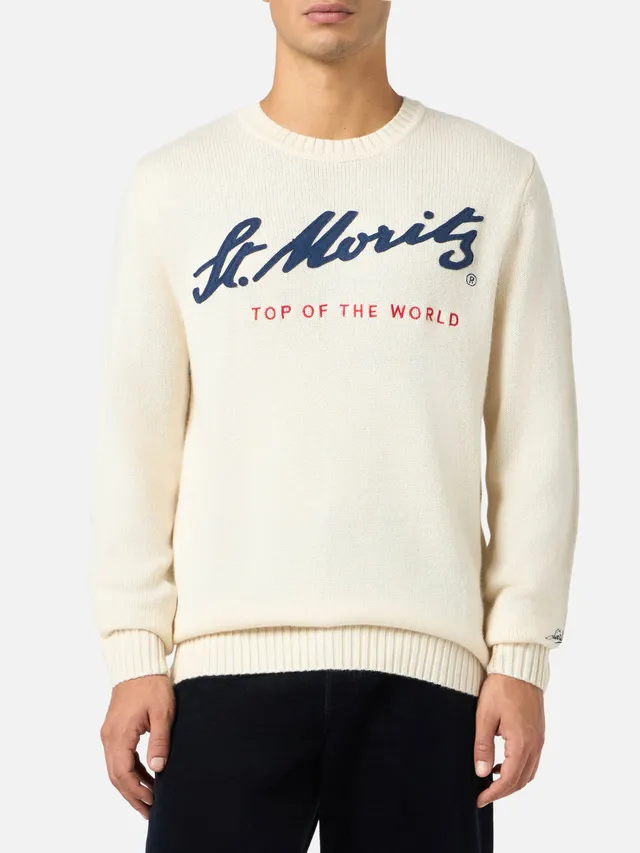 mc2-saint-barth-bombardino-maglia-cotone-bianca-ricamo-st-moritz-uomo image 1