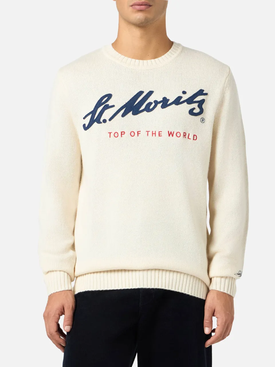 mc2-saint-barth-bombardino-maglia-cotone-bianca-ricamo-st-moritz-uomo image 1