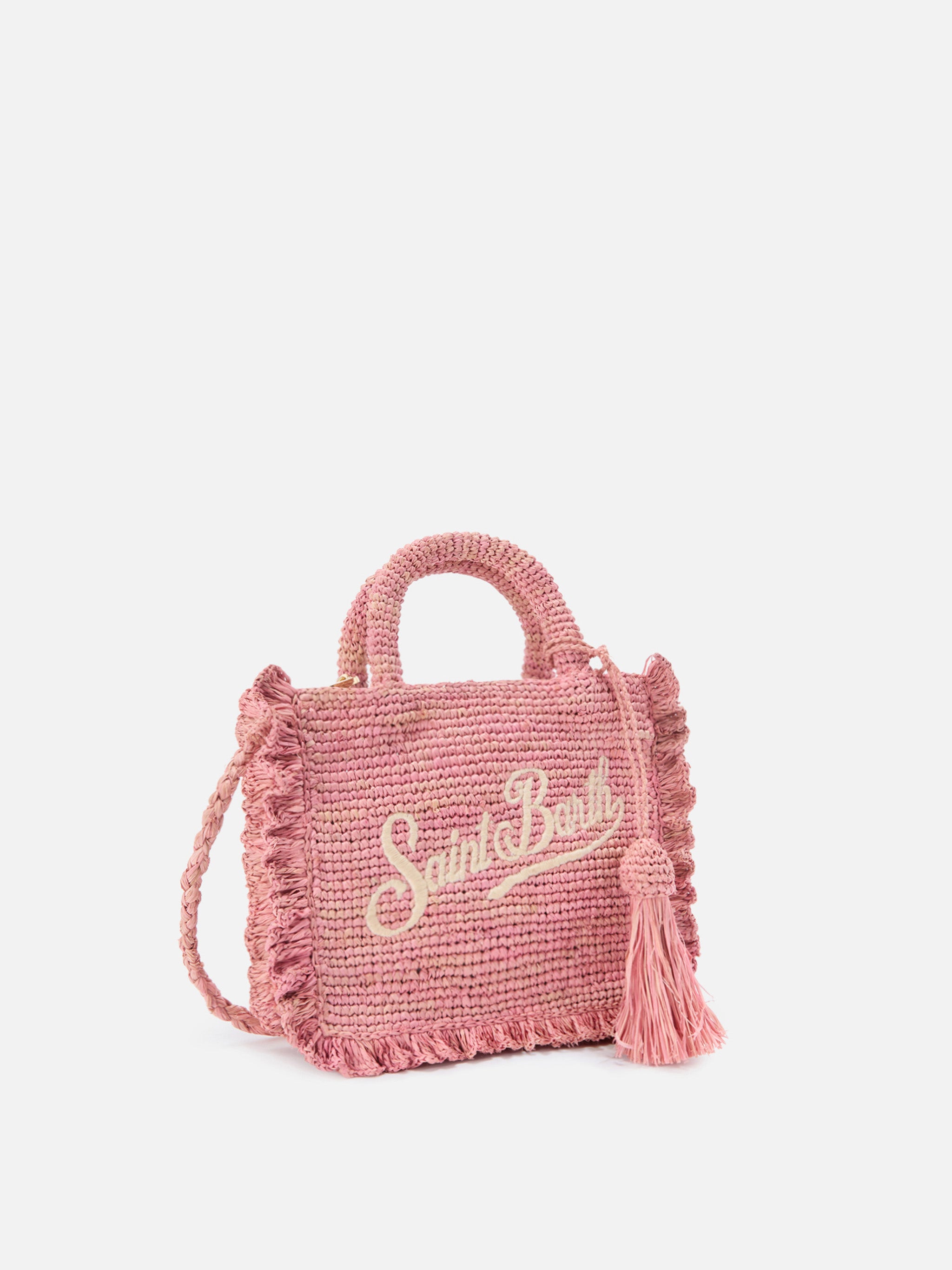 mc2-saint-barth-borsa-volant-mini-rosa-raffia-logo-ricamato image 4