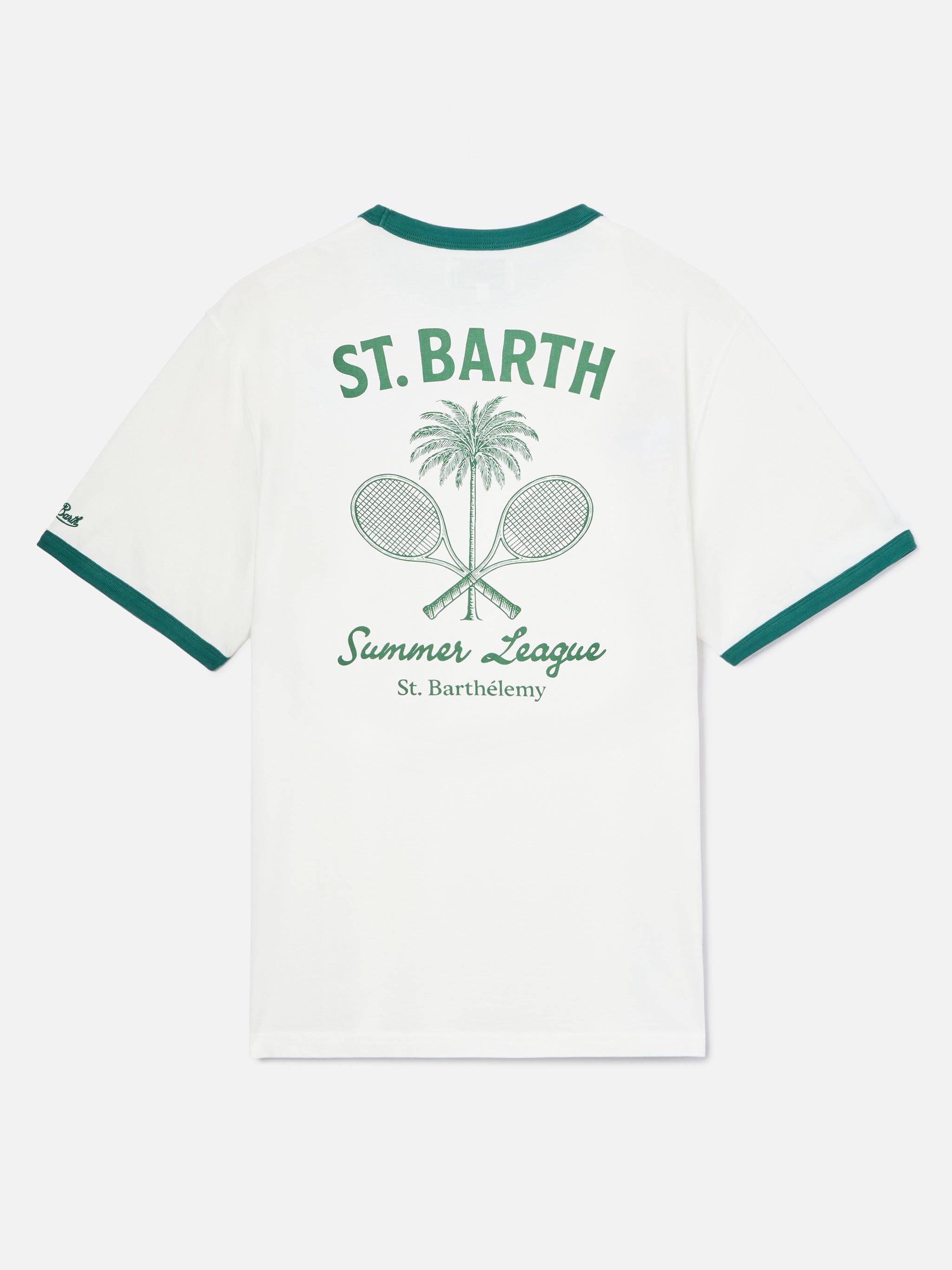 mc2-saint-barth-dean-t-shirt-uomo-panna-tennis-league-in-cotone-con-maxi-grafica image 1