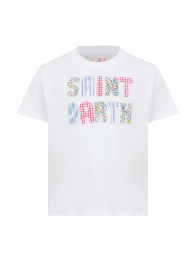mc2-saint-barth-elly-t-shirt-bambina-in-cotone-bianca-con-patch-saint-barth image 1