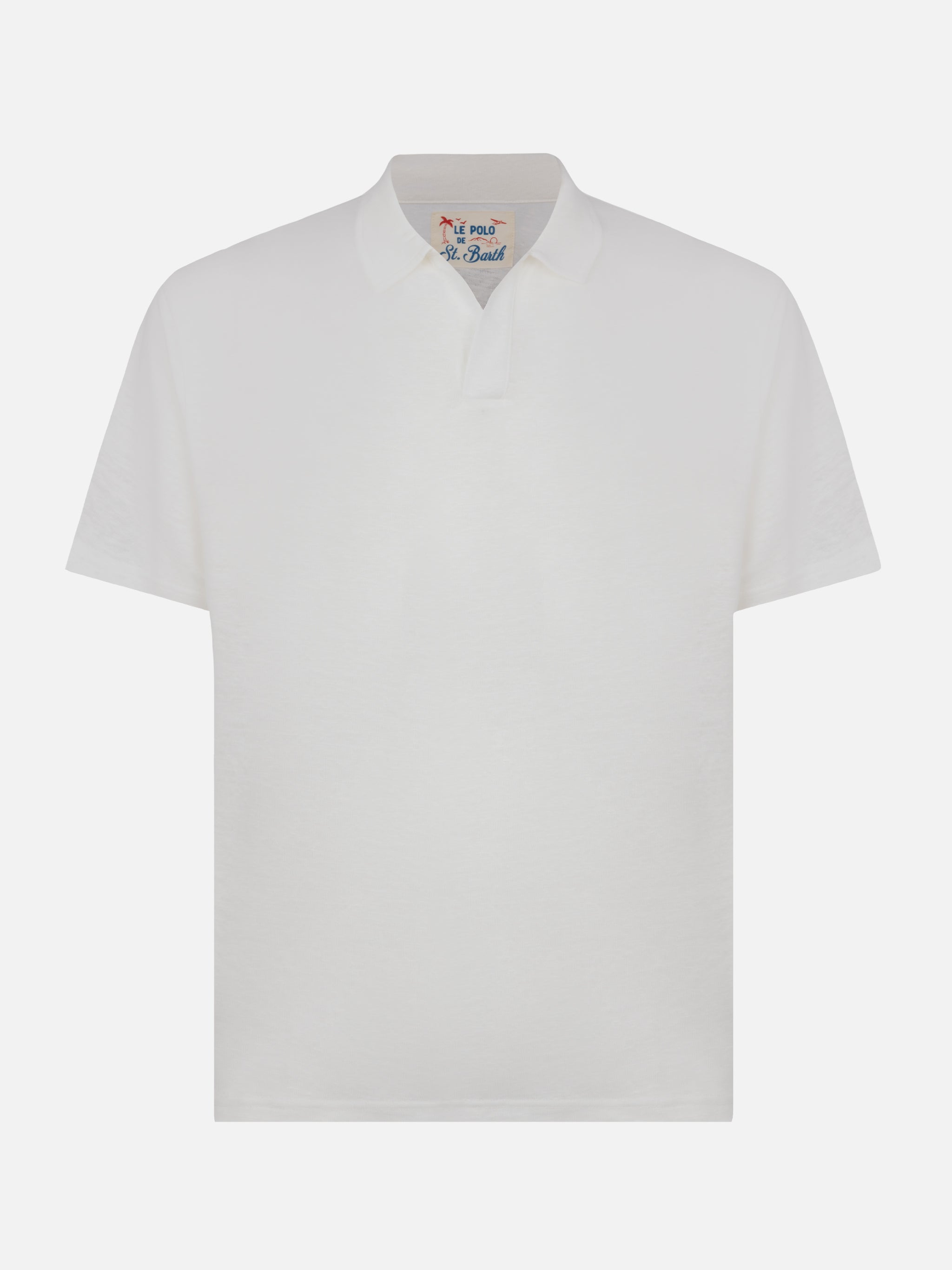 mc2-saint-barth-fraser-polo-in-lino-bianco-uomo-senza-bottoni image 4