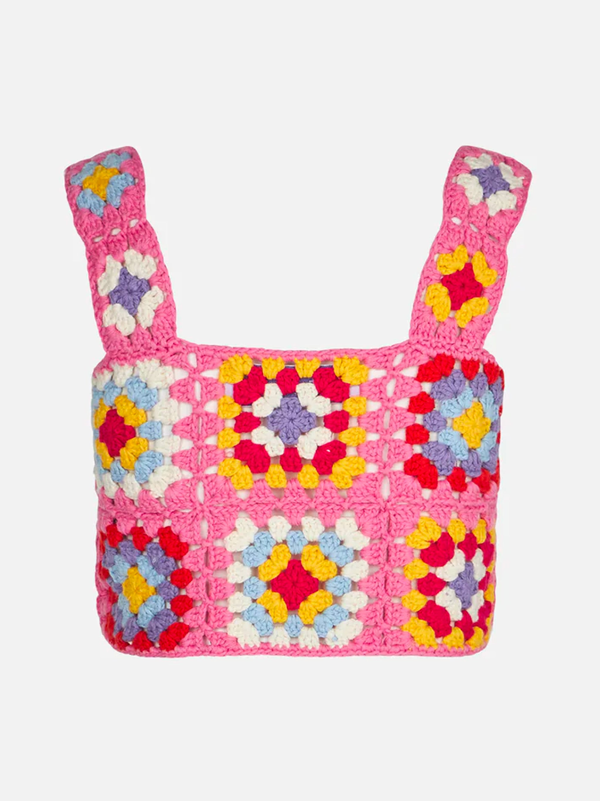 mc2-saint-barth-top-bambina-uncinetto-multicolore-su-rosa image 2