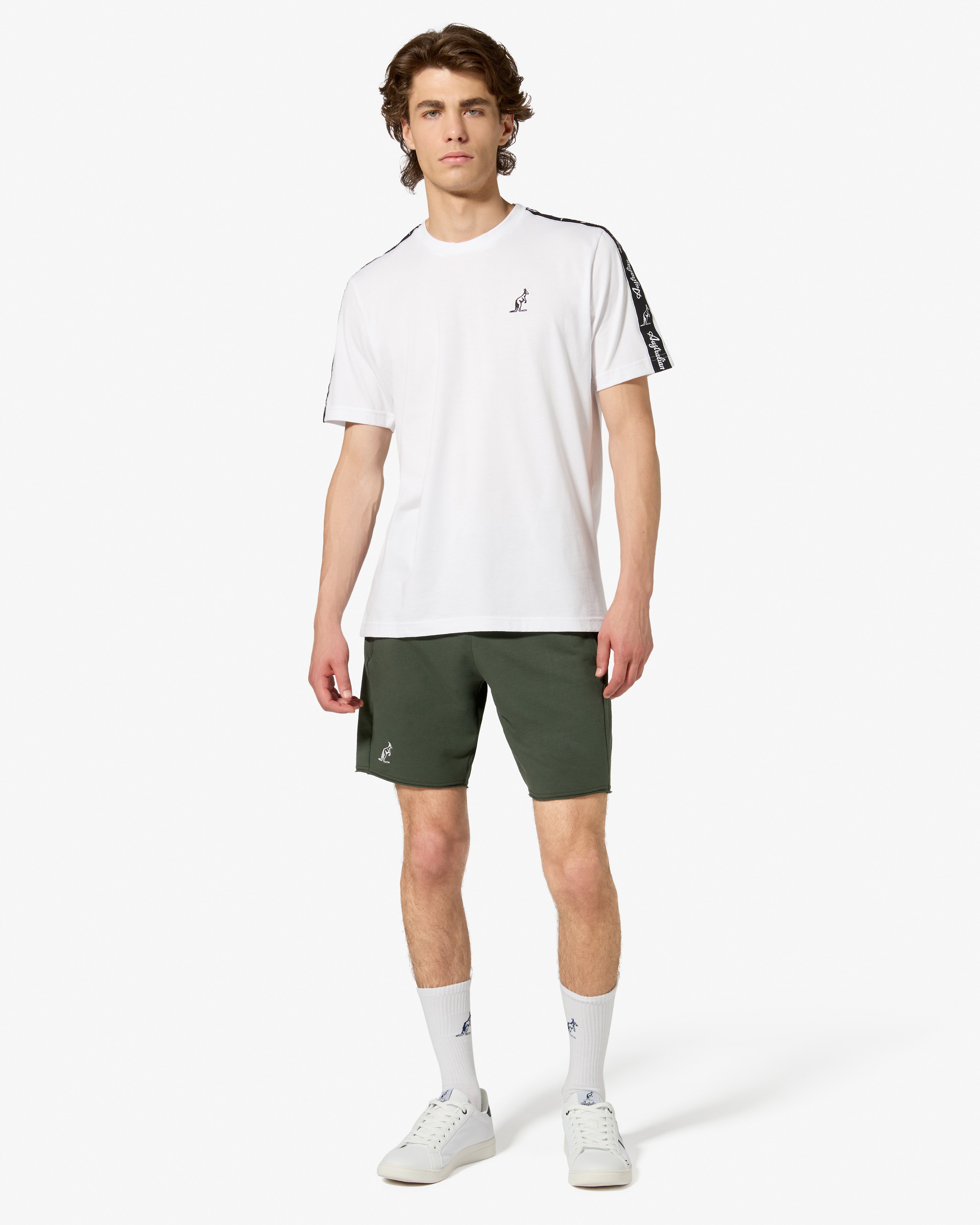 australian-tape-t-shirt-bianca-t-shirt-cotone-regular-fit-logo-ricamato image 2