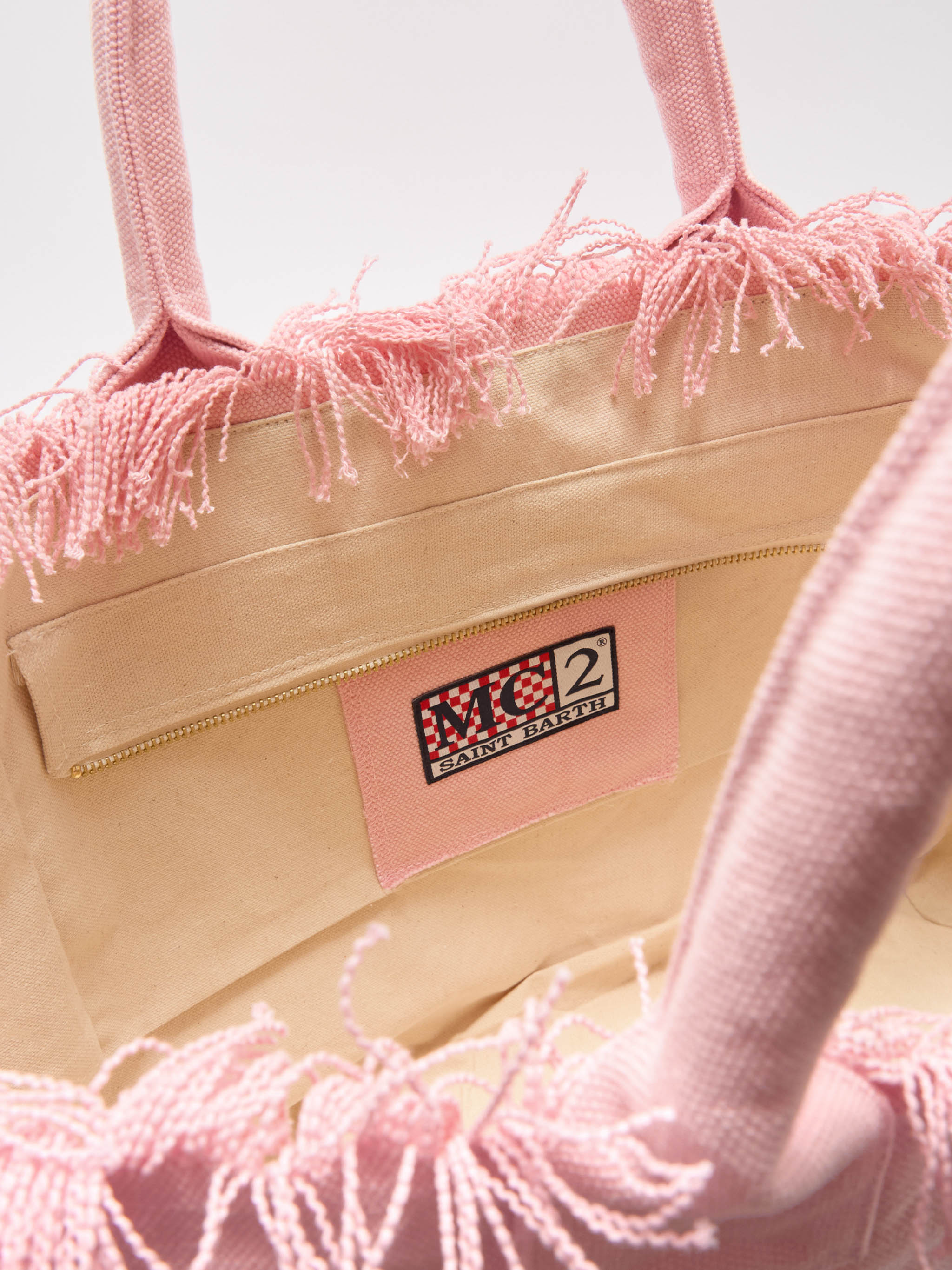 mc2-saint-barth-vanity-borsa-tote-regular-rosa-in-canvas-con-frange image 4