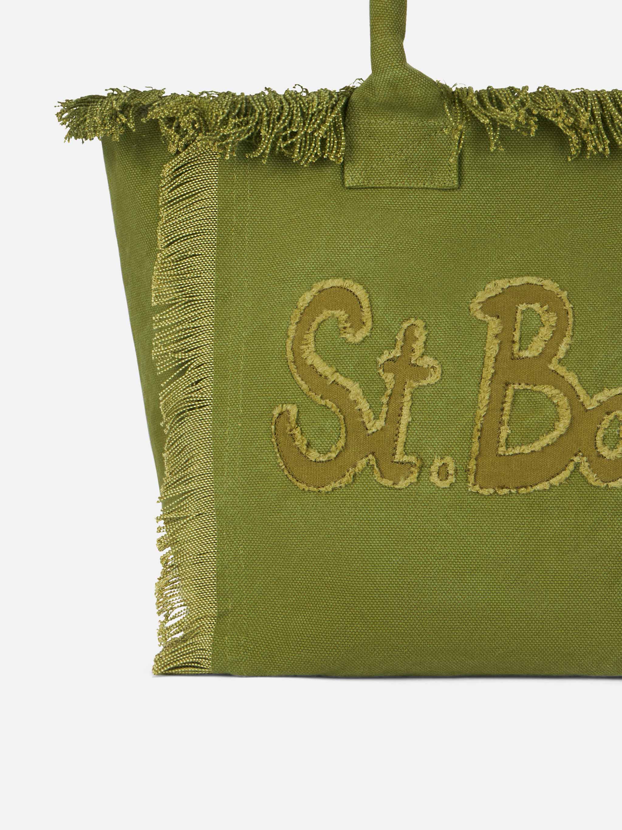 mc2-saint-barth-vanity-borsa-tote-in-tela-di-cotone-verde-militare-con-toppa-log image 5