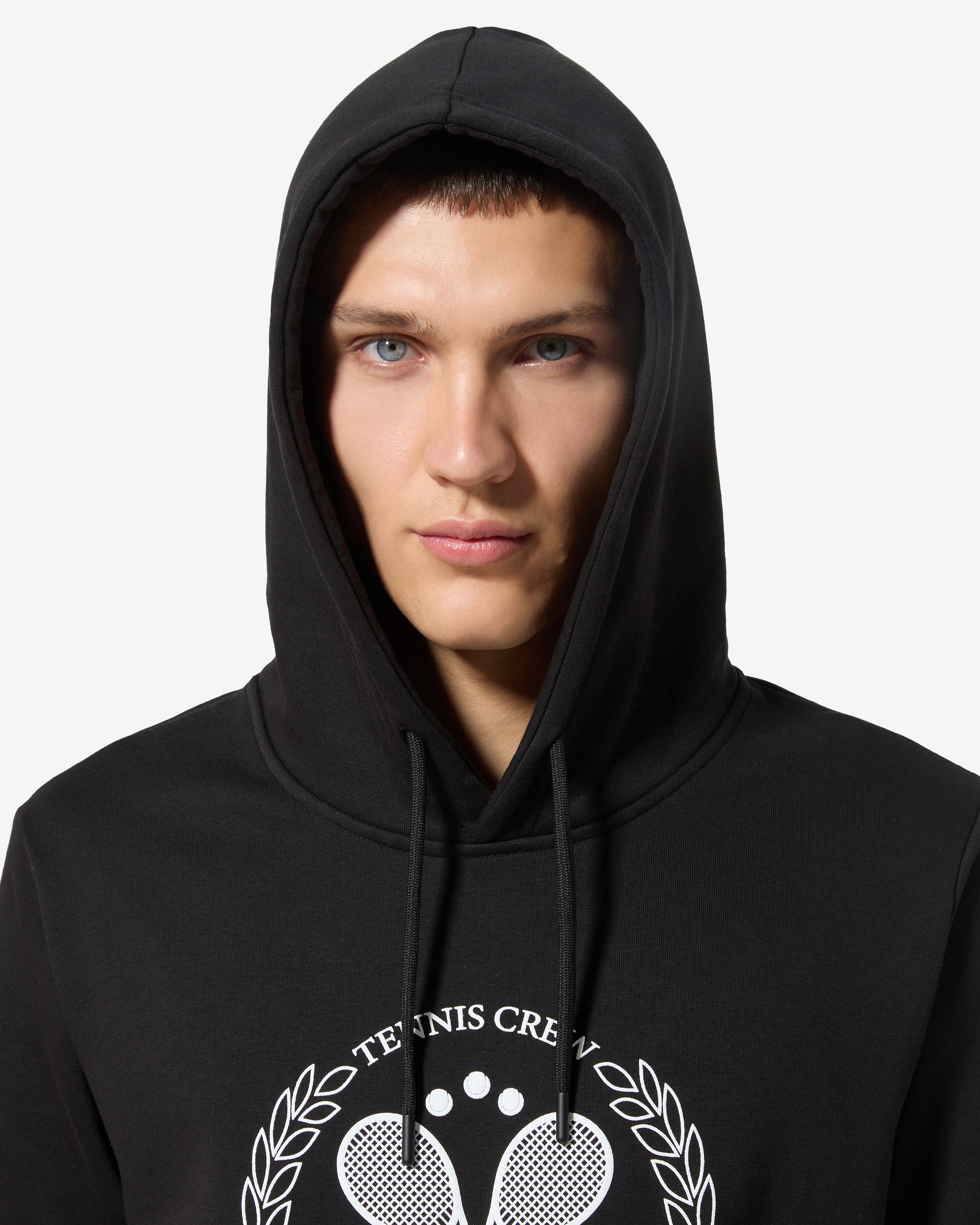 australian-tennis-crew-hoodie-felpa-con-cappuccio-nera-cotone image 4