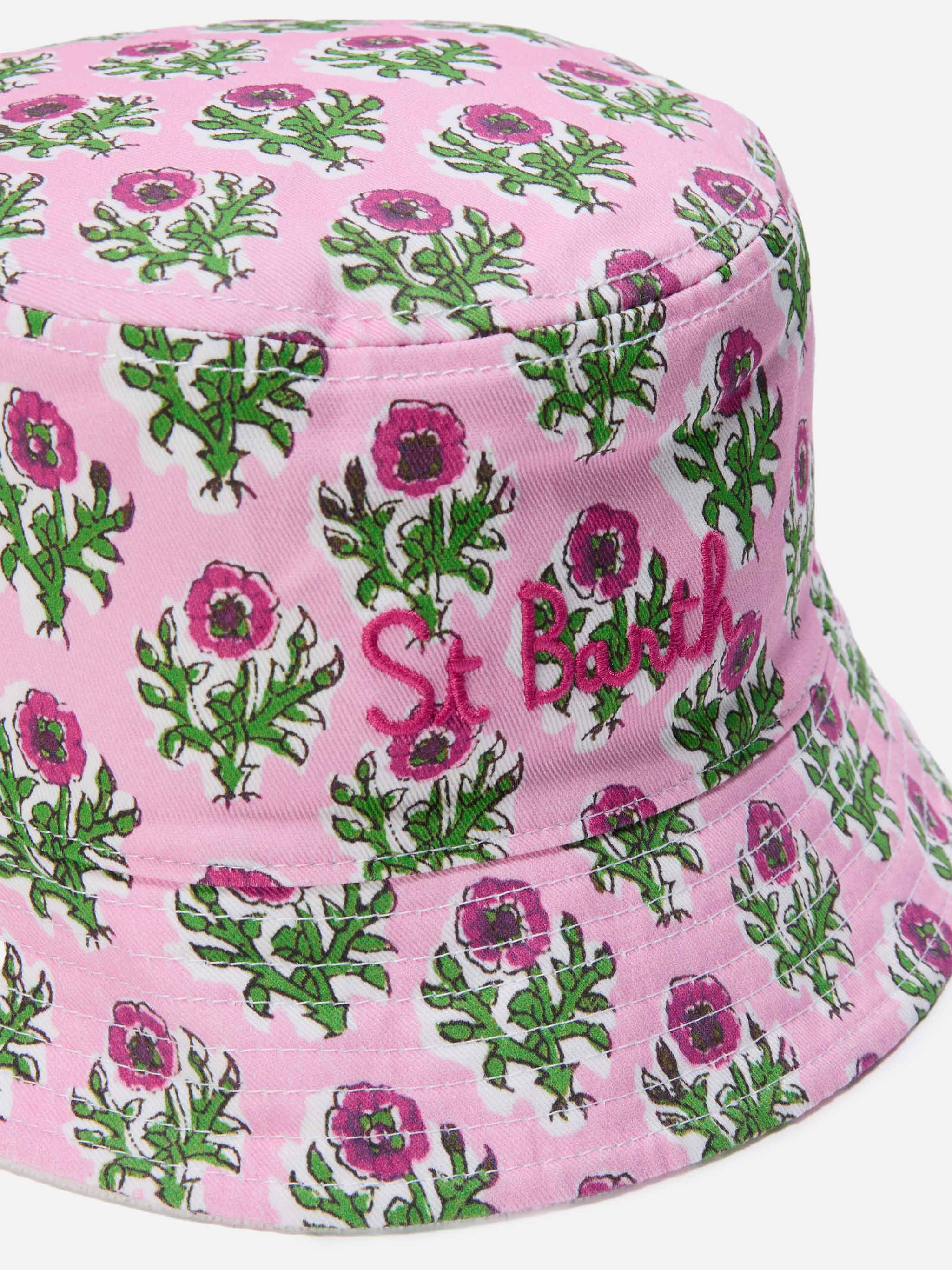 mc2-saint-barth-patmos-cappello-bucket-reversibile-floreale-rosa-spugna-bianca image 2
