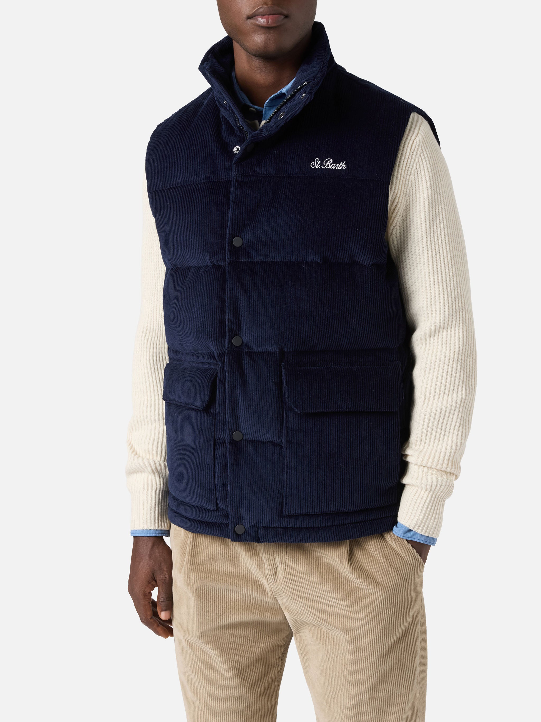 mc2-saint-barth-gilet-thunder-uomo-in-corduroy-blu-navy-imbottito-in-piuma image 3