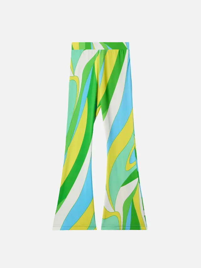 pantaloni-flare-bambina-mc2-saint-barth-gwenda-jr-con-stampa-shape-wave-verde-e- image 1