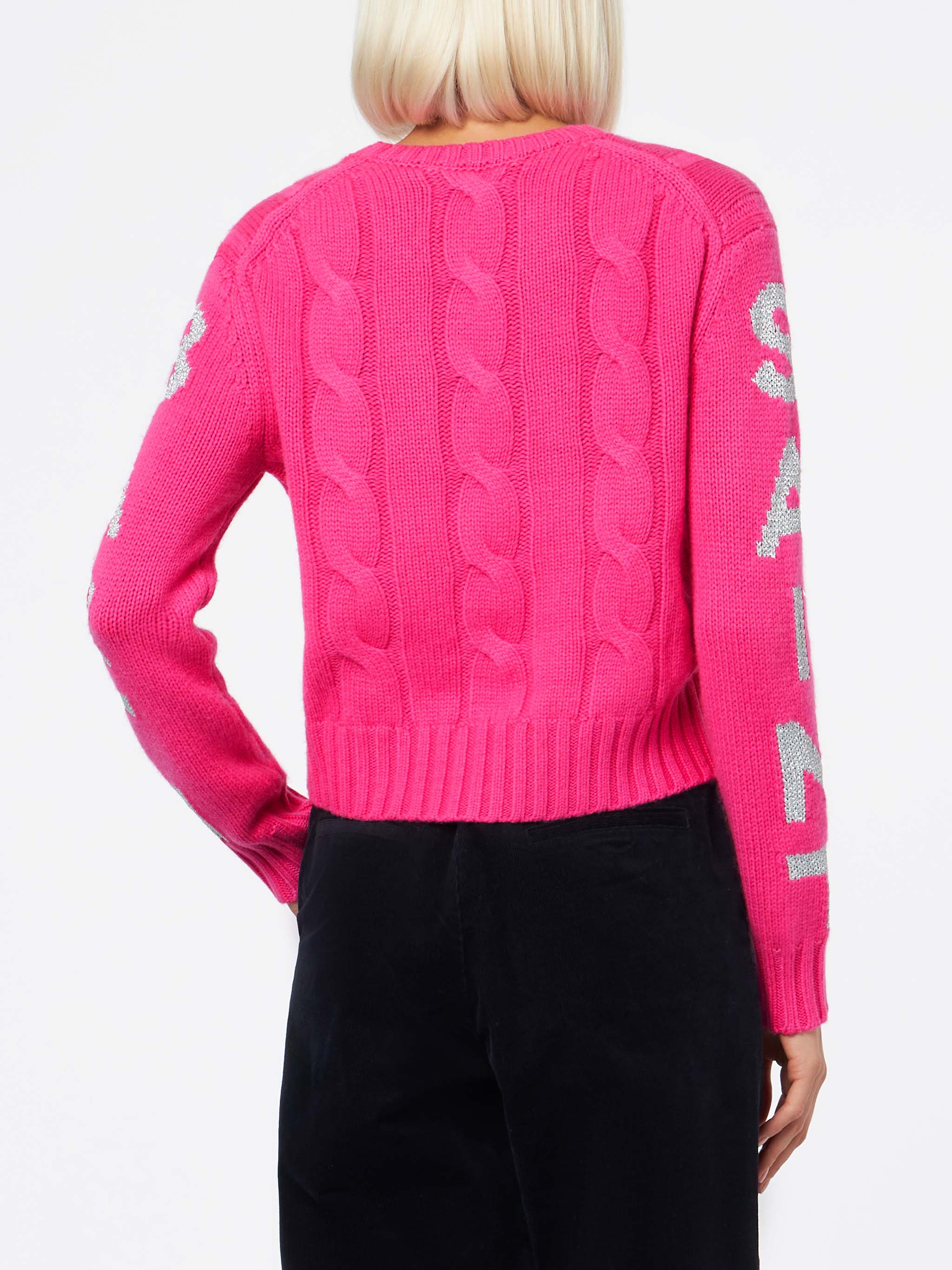 mc2-saint-barth-maglione-donna-malmo-fucsia-fluo-con-jacquard-lurex image 2