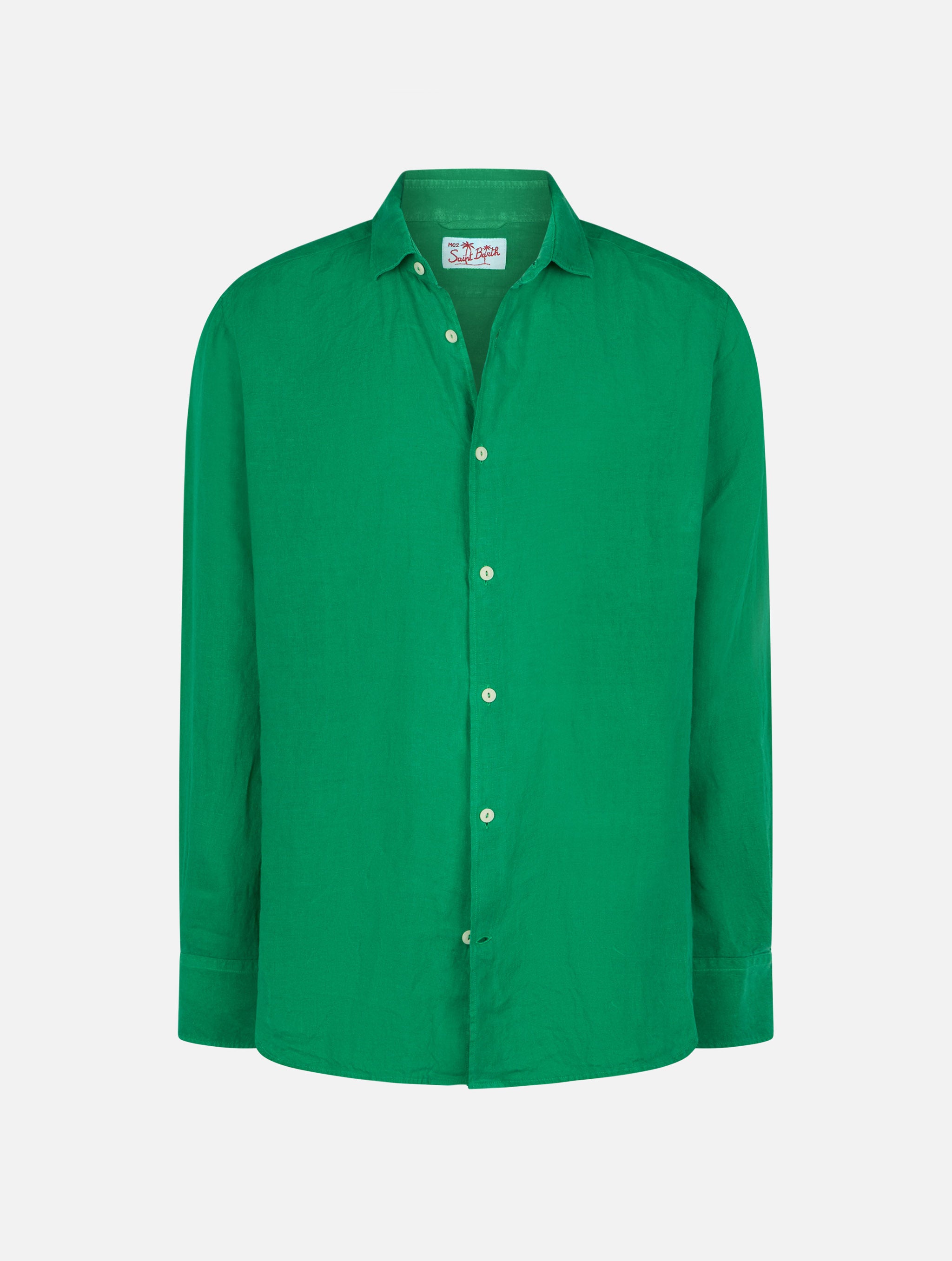 mc2-saint-barth-pamplona-camicia-uomo-in-puro-lino-verde image 4