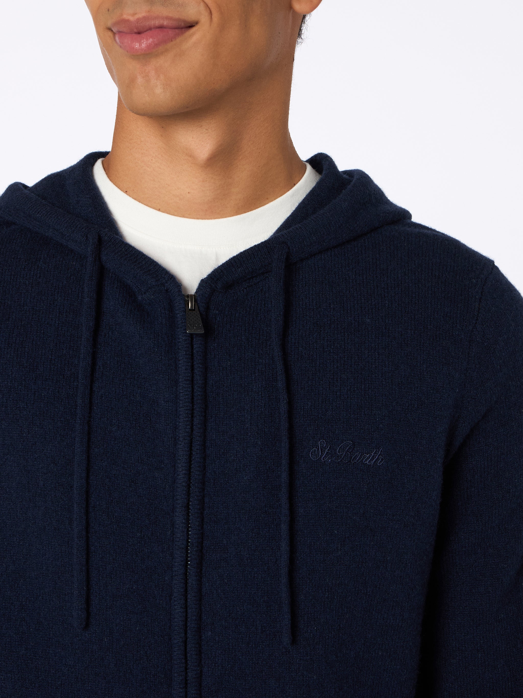 mc2-saint-barth-notting-maglia-full-zip-uomo-lana-blu-navy-con-cappuccio image 3